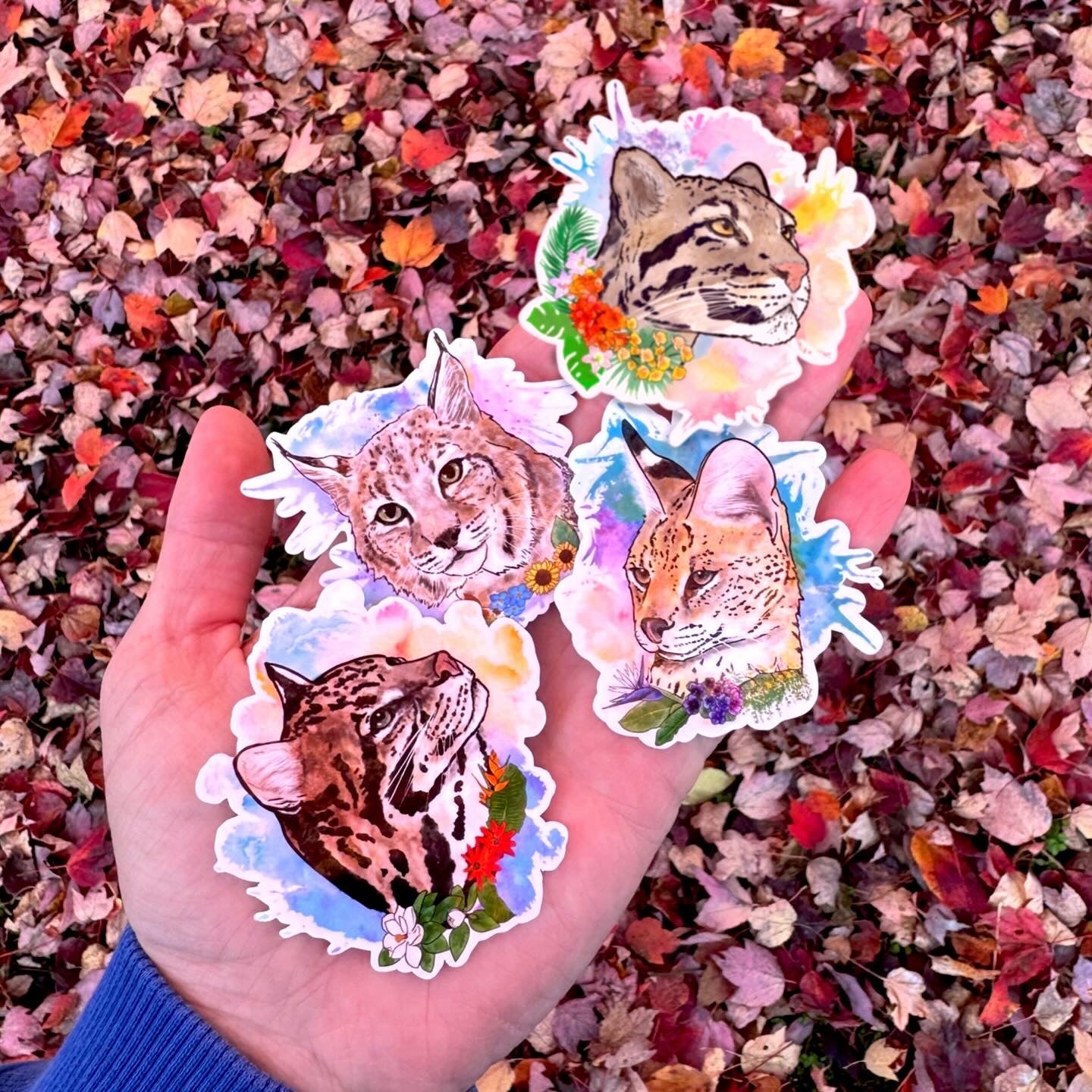 Small cat floral sticker pack