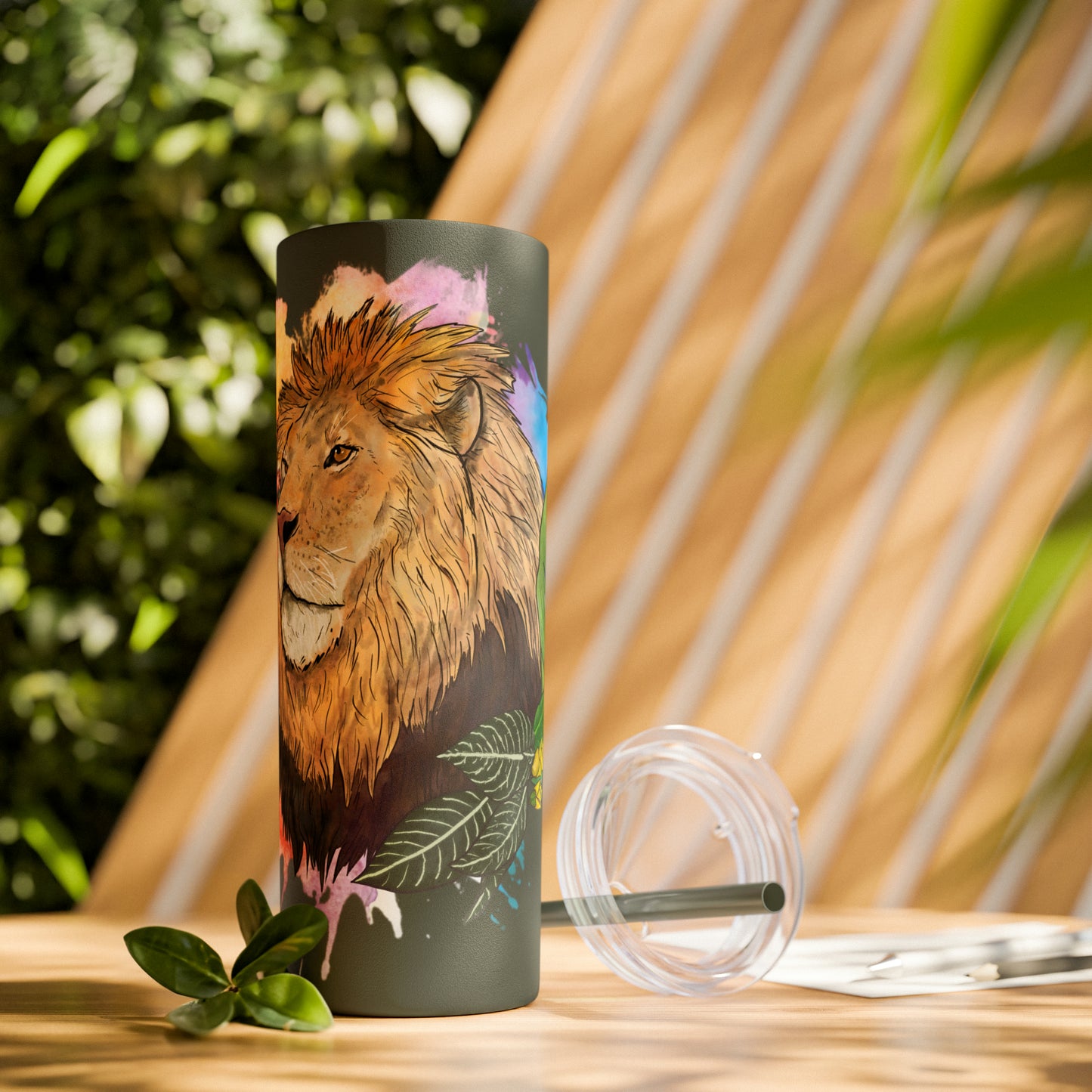 Lion Tumbler with Straw, 20oz