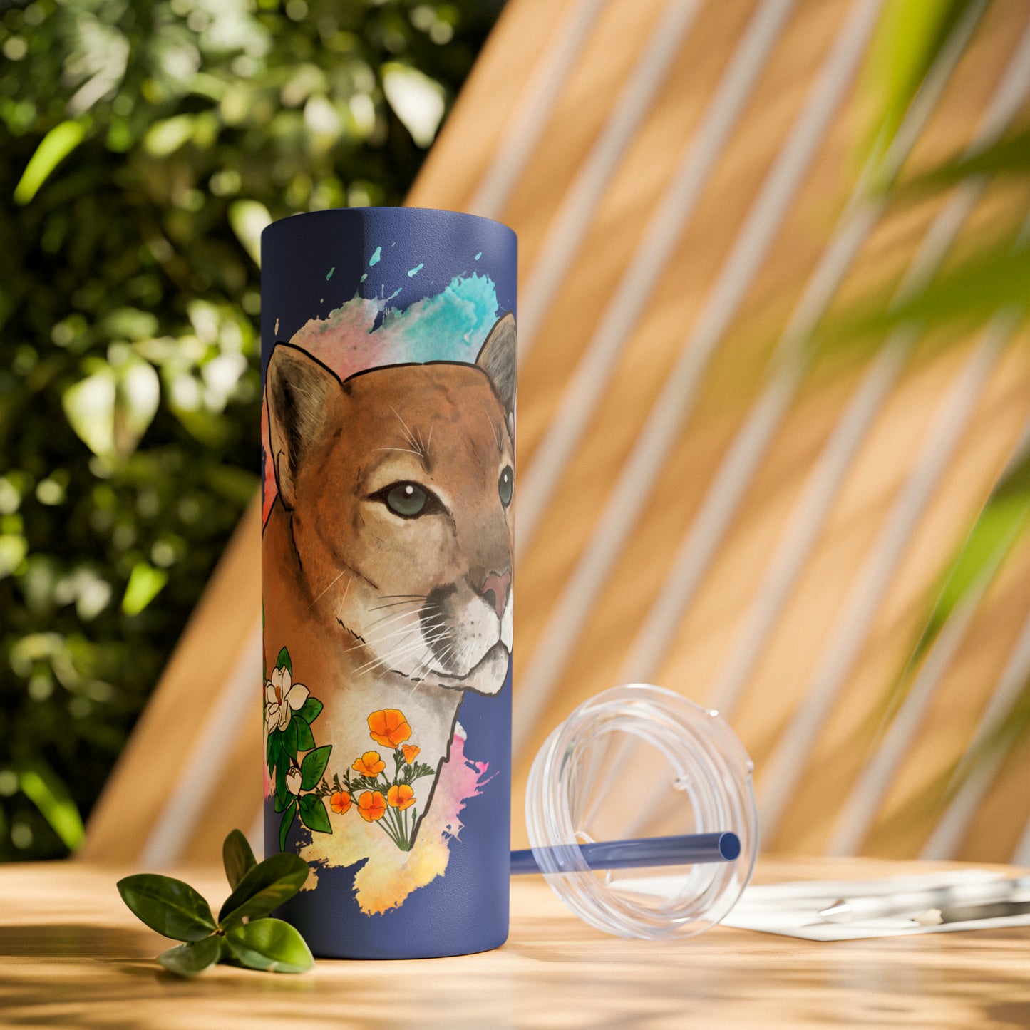 Mountain Lion Tumbler with Straw, 20oz