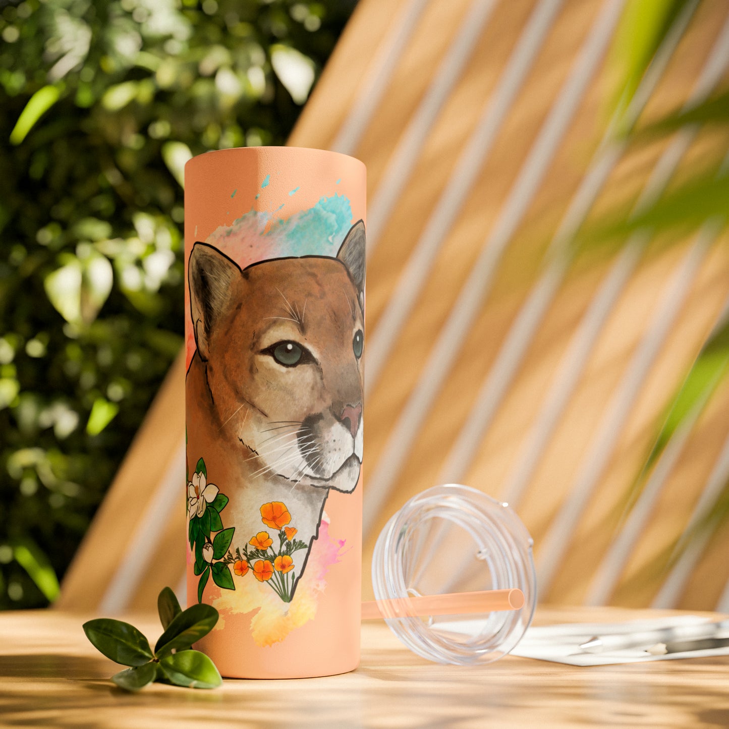Mountain Lion Tumbler with Straw, 20oz