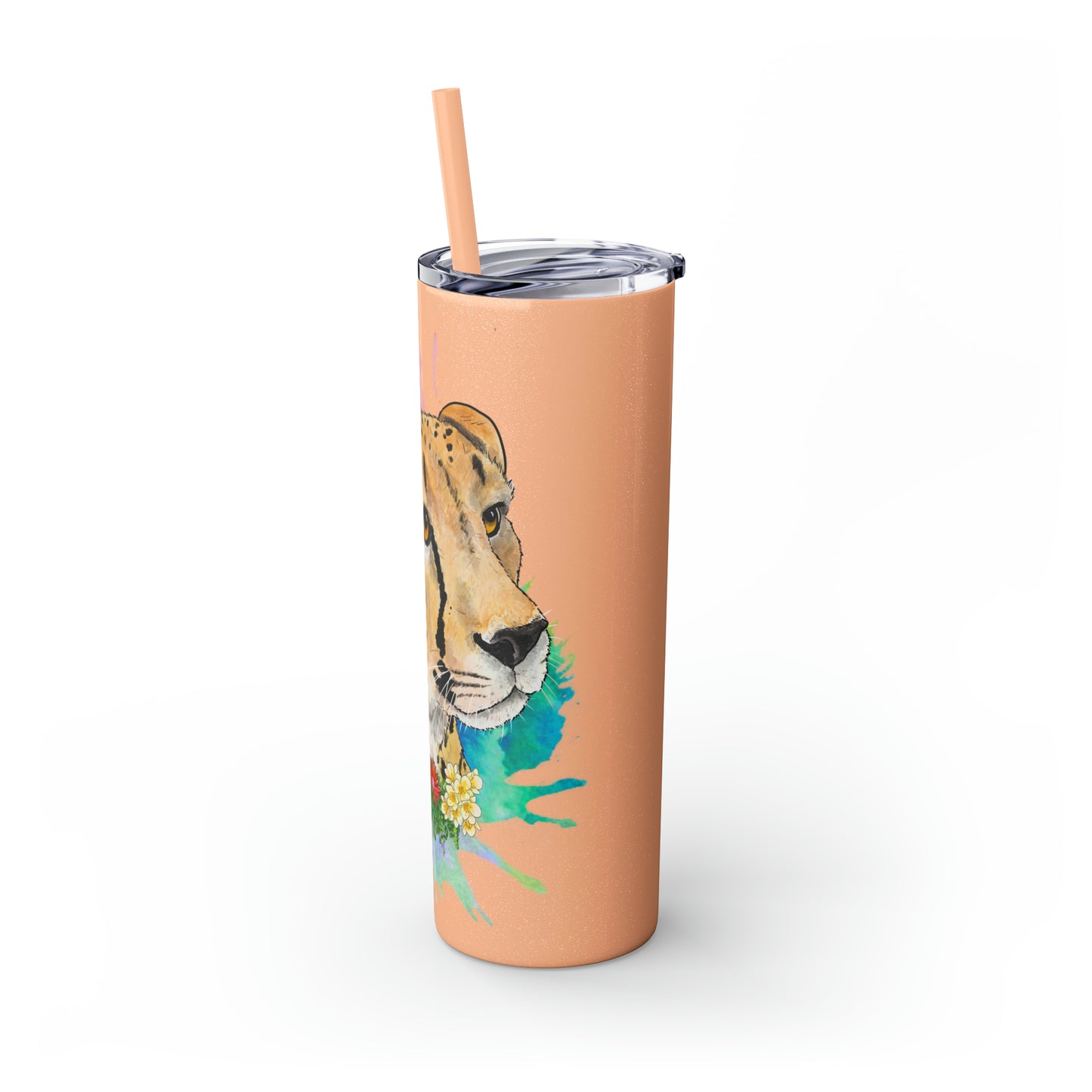 Cheetah Tumbler with Straw, 20oz