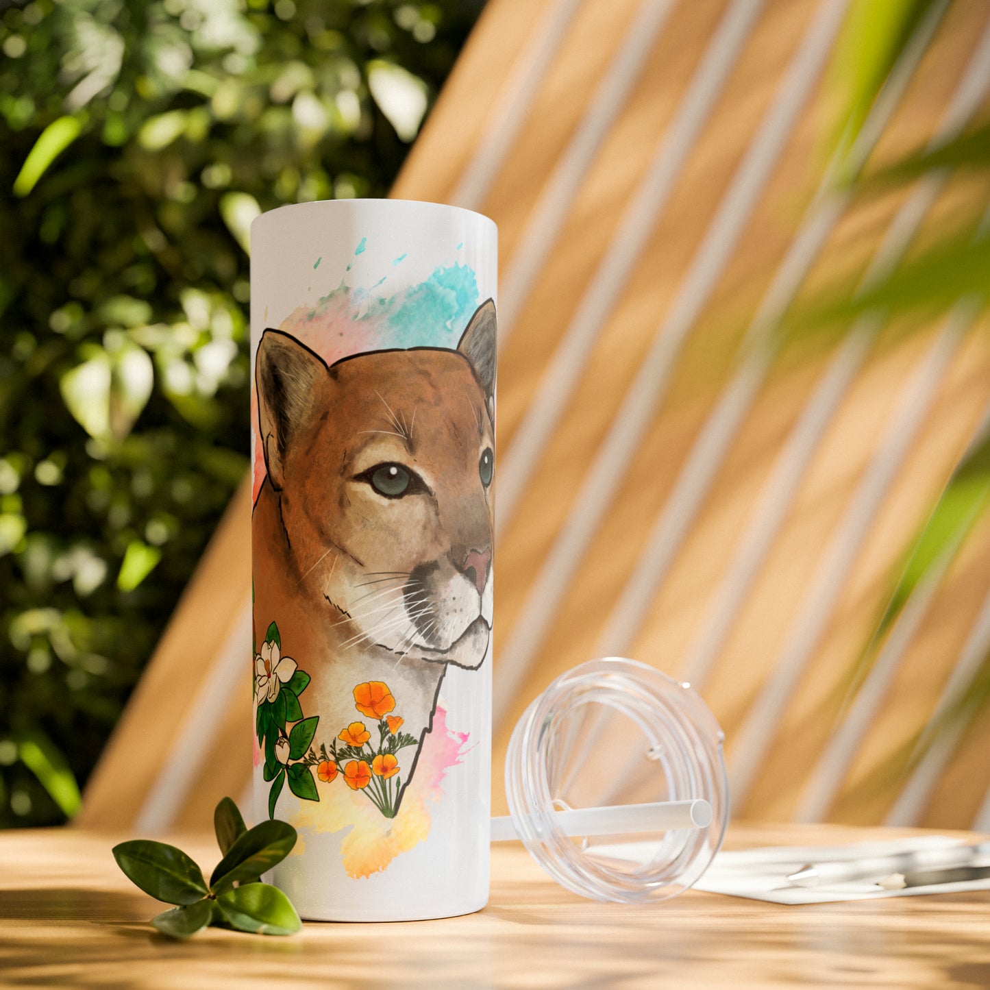 Mountain Lion Tumbler with Straw, 20oz