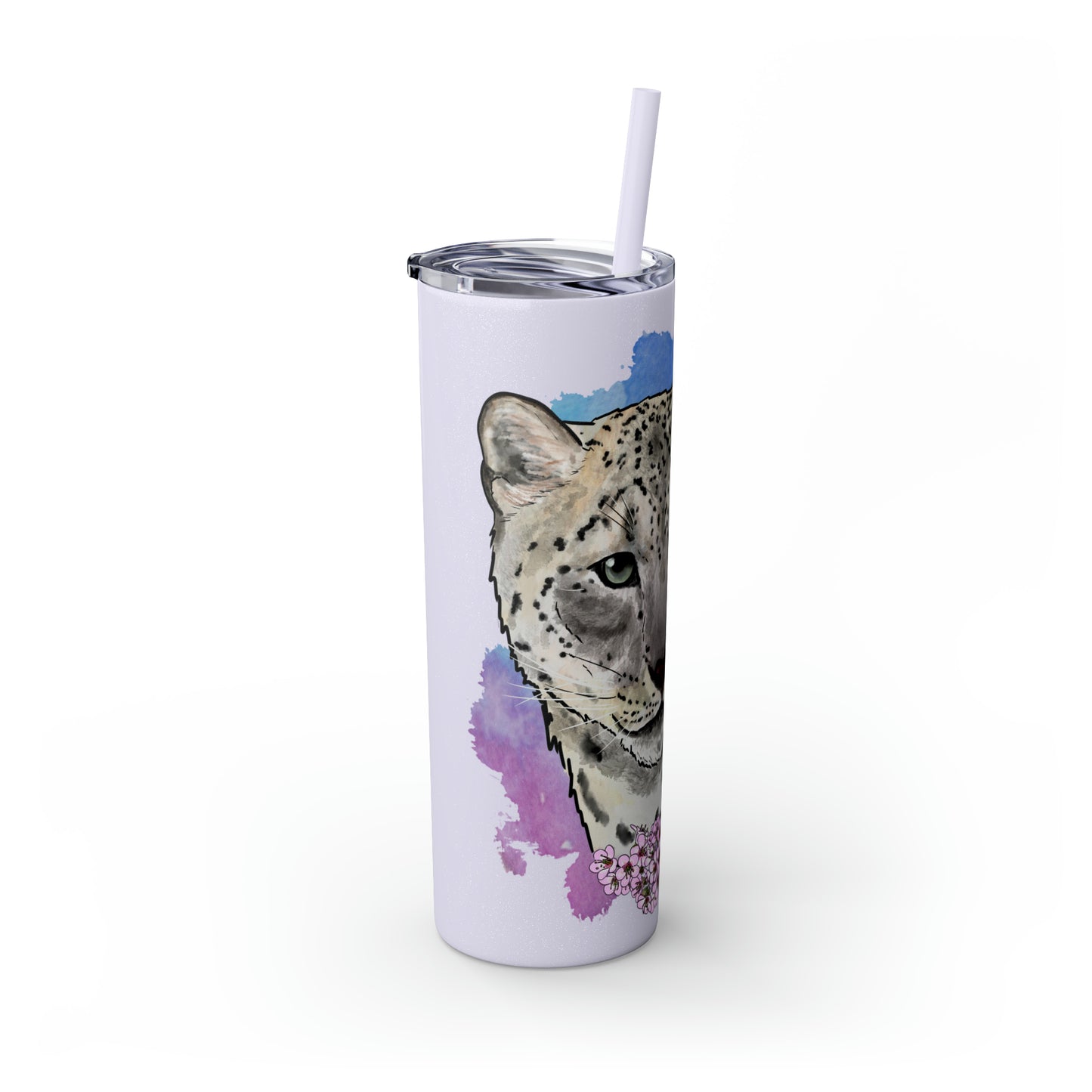 Snow Leopard Tumbler with Straw, 20oz