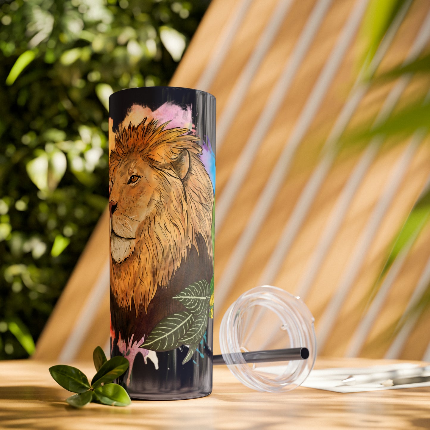 Lion Tumbler with Straw, 20oz
