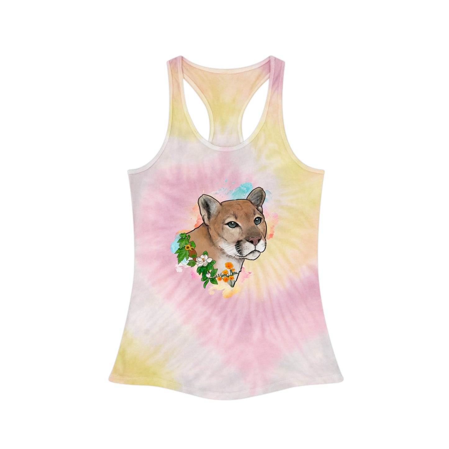 Mountain Lion Tie Dye Racerback Tank Top