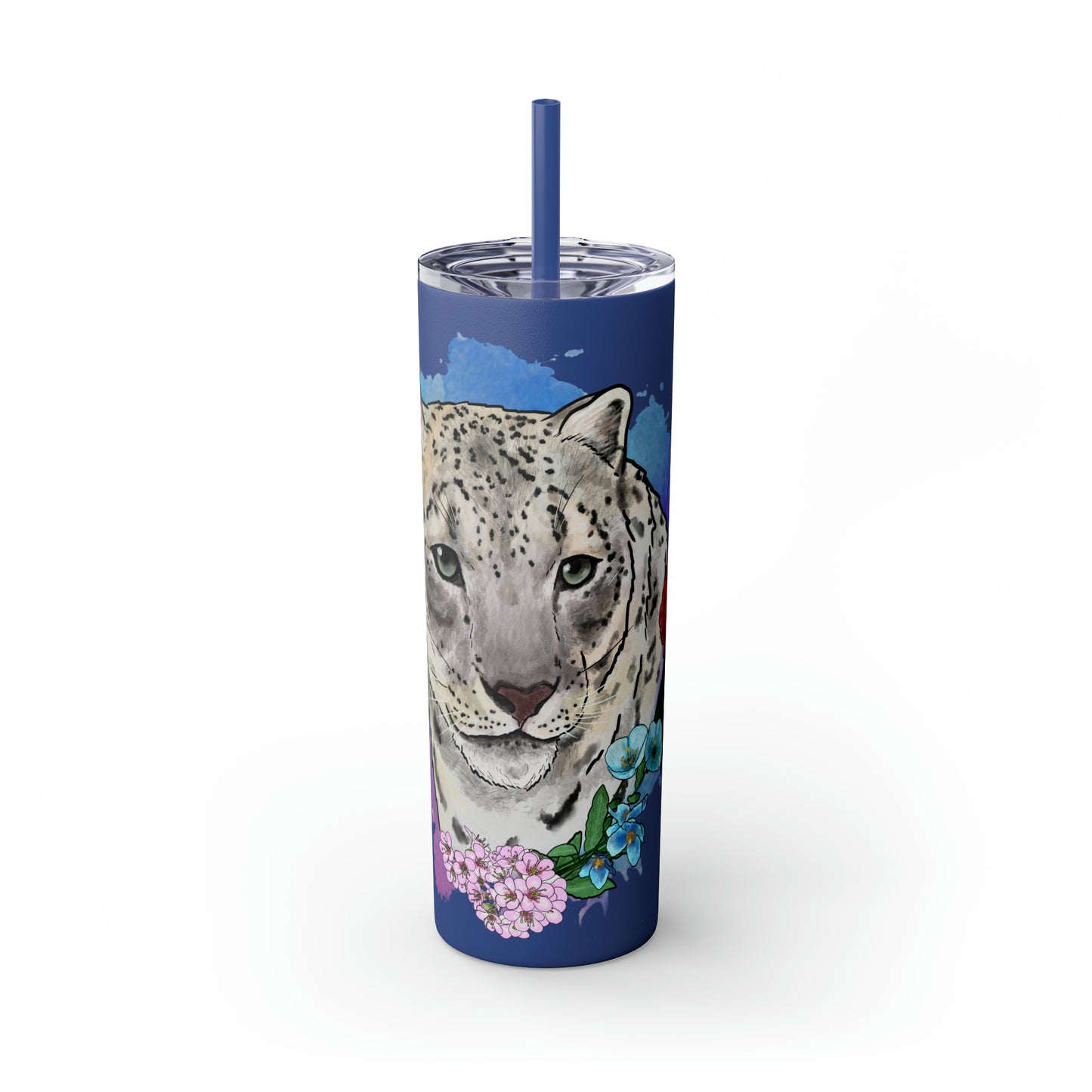 Snow Leopard Tumbler with Straw, 20oz