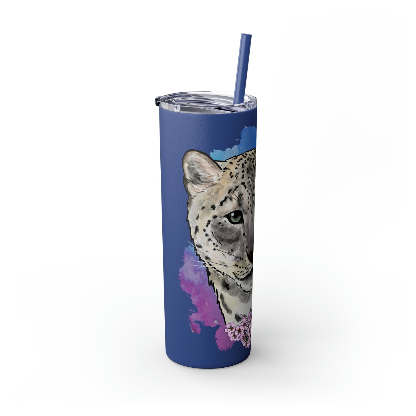 Snow Leopard Tumbler with Straw, 20oz