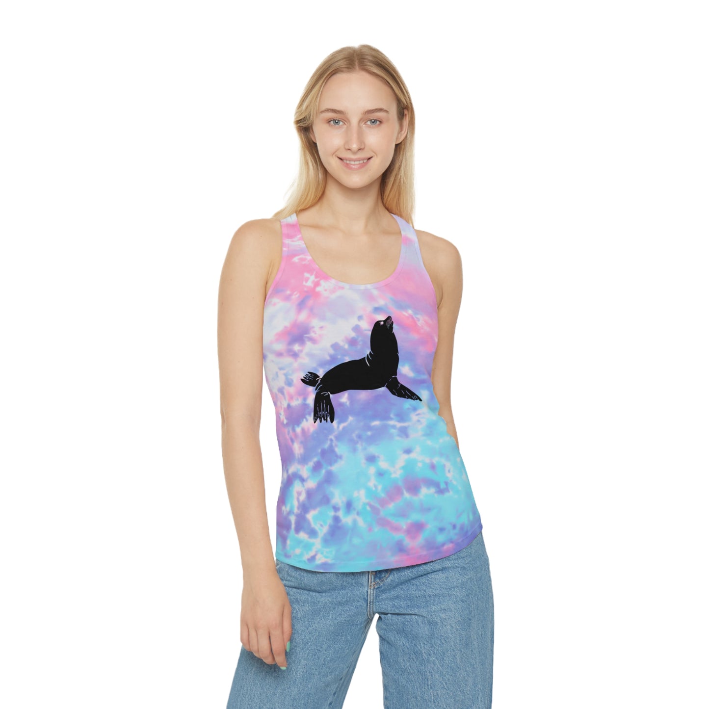 Sea Lion Solid Tie Dye Racerback Tank Top