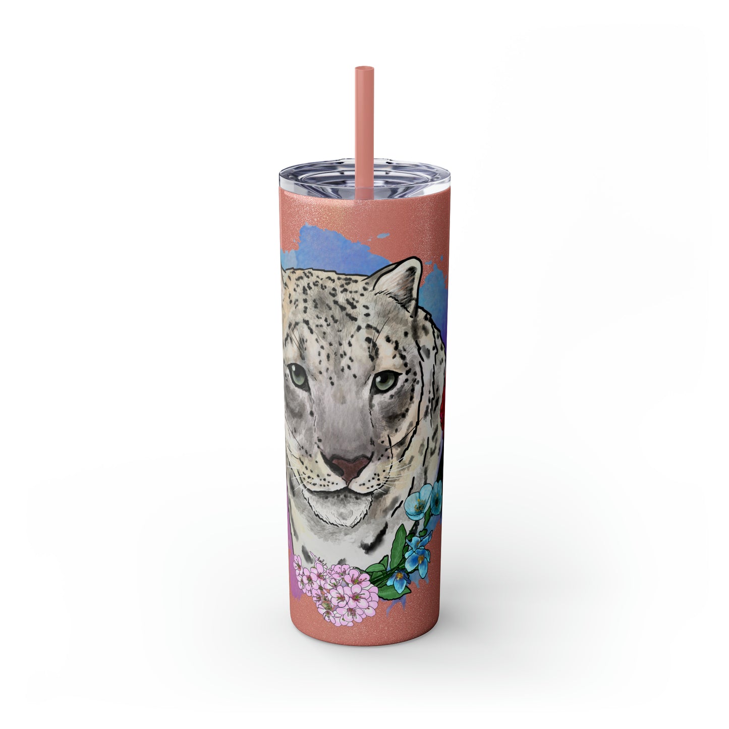 Snow Leopard Tumbler with Straw, 20oz