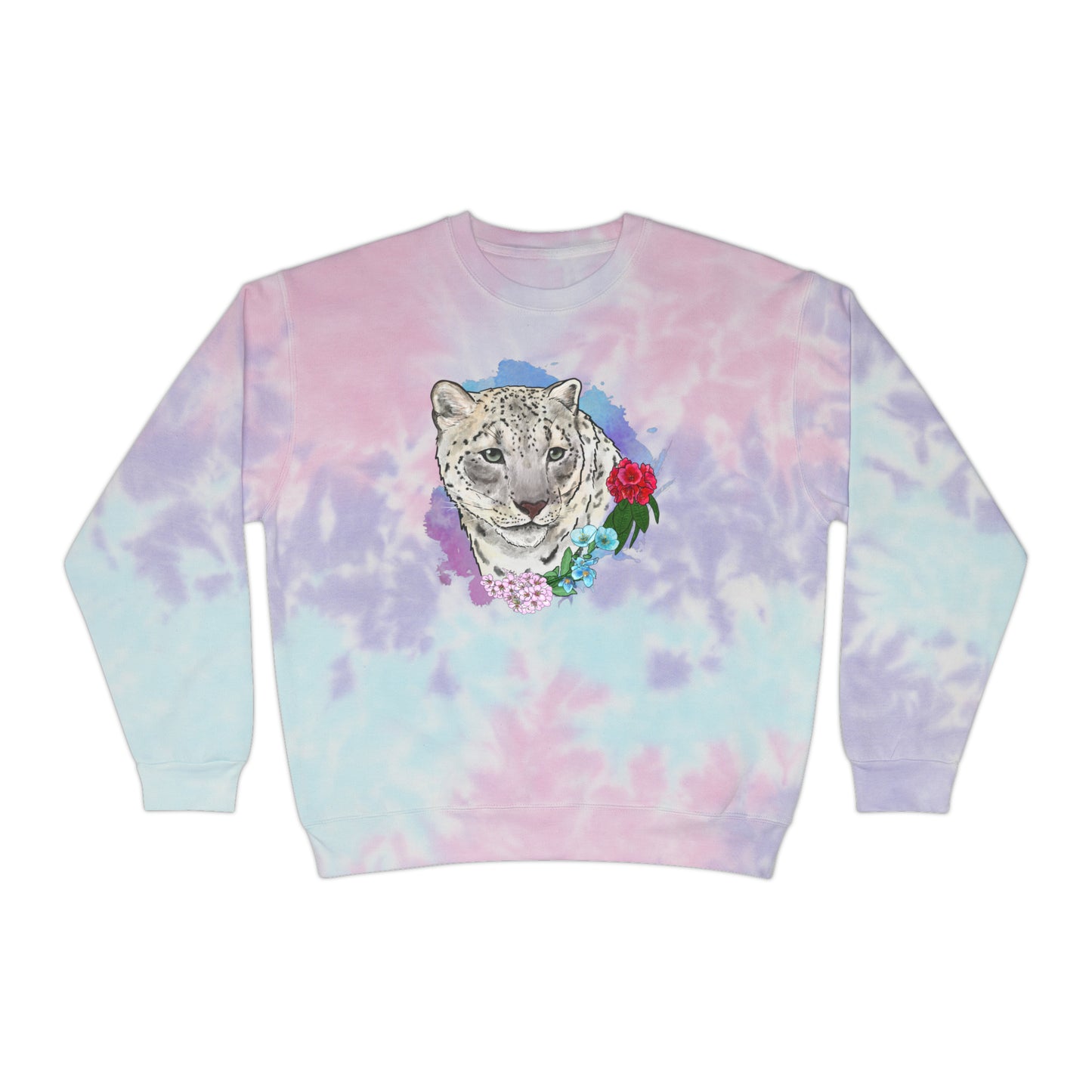 Snow Leopard Floral Tie-Dye Sweatshirt
