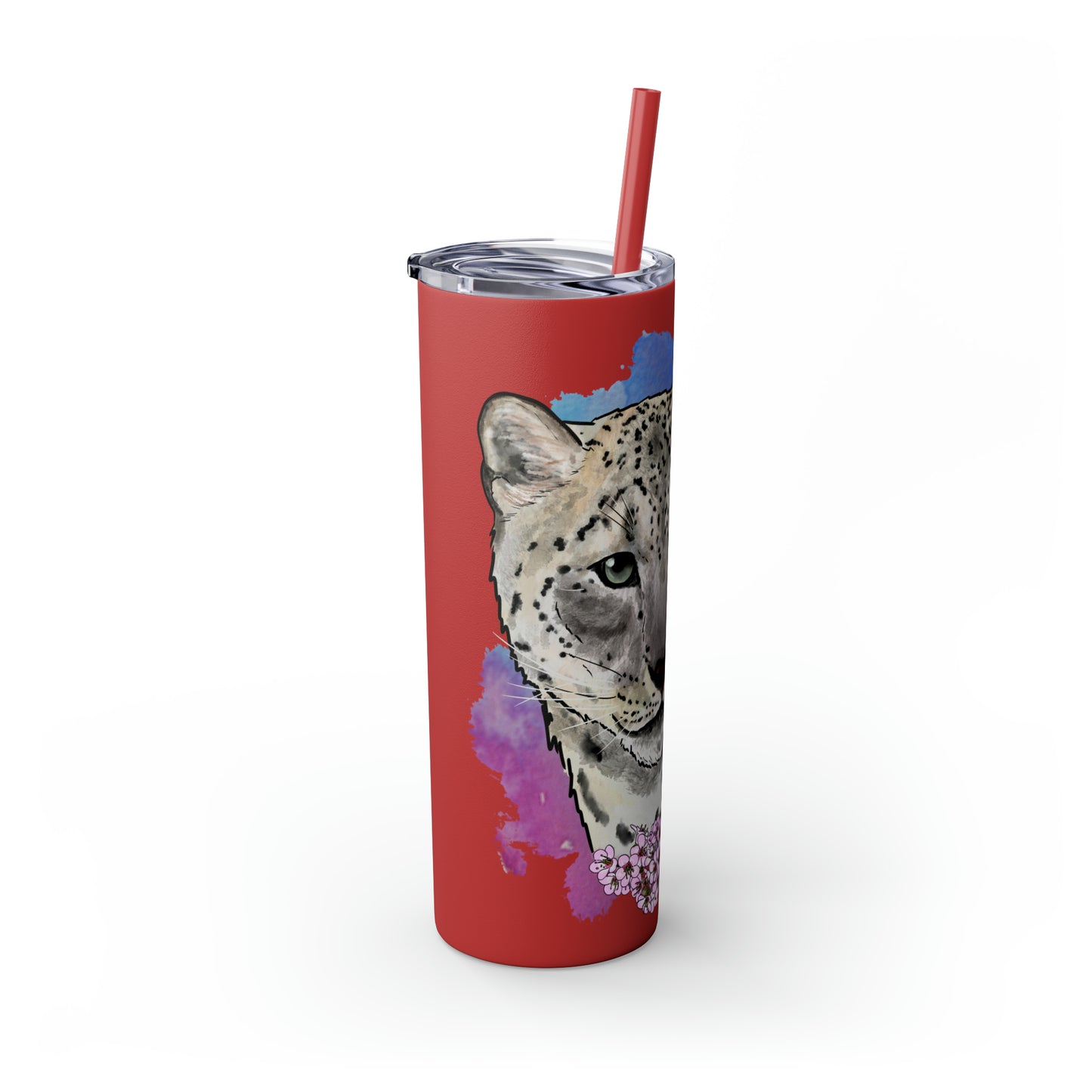Snow Leopard Tumbler with Straw, 20oz