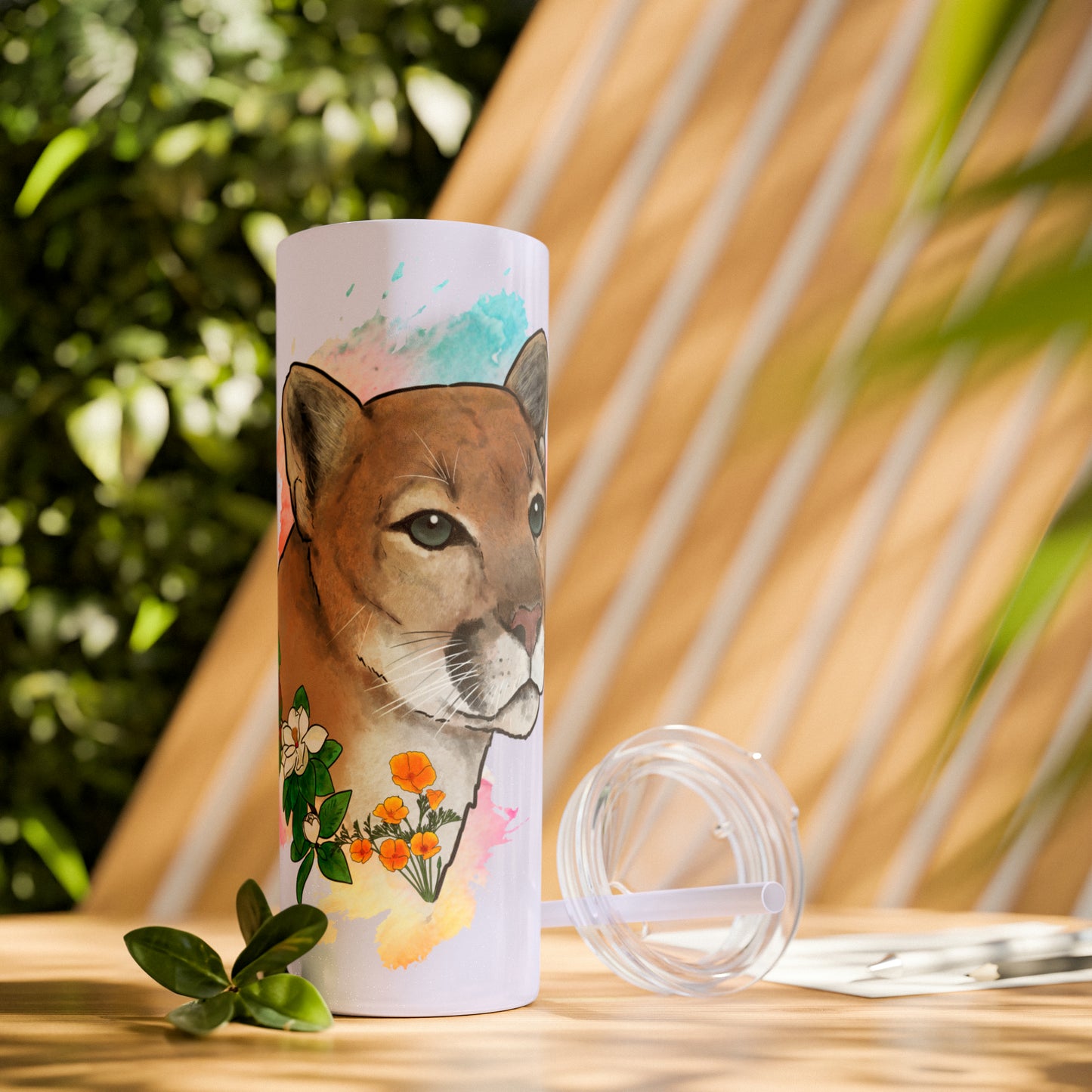 Mountain Lion Tumbler with Straw, 20oz