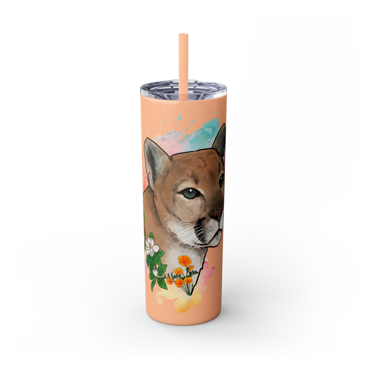 Mountain Lion Tumbler with Straw, 20oz