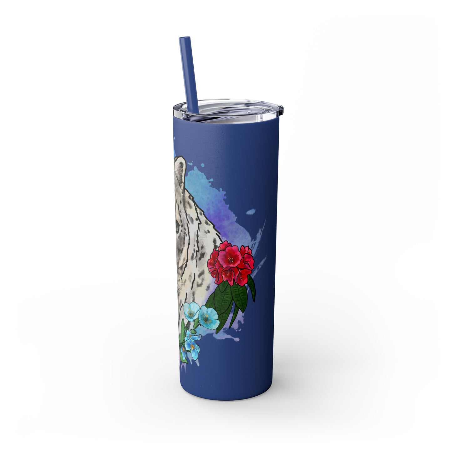 Snow Leopard Tumbler with Straw, 20oz