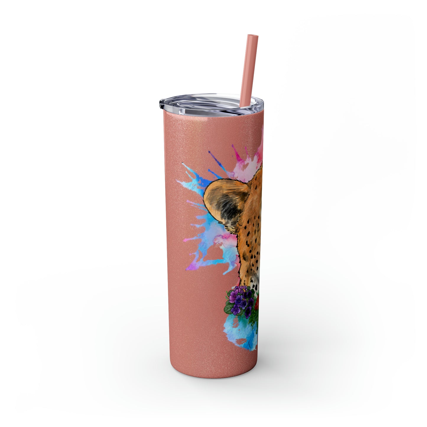 Cheetah Tumbler with Straw, 20oz