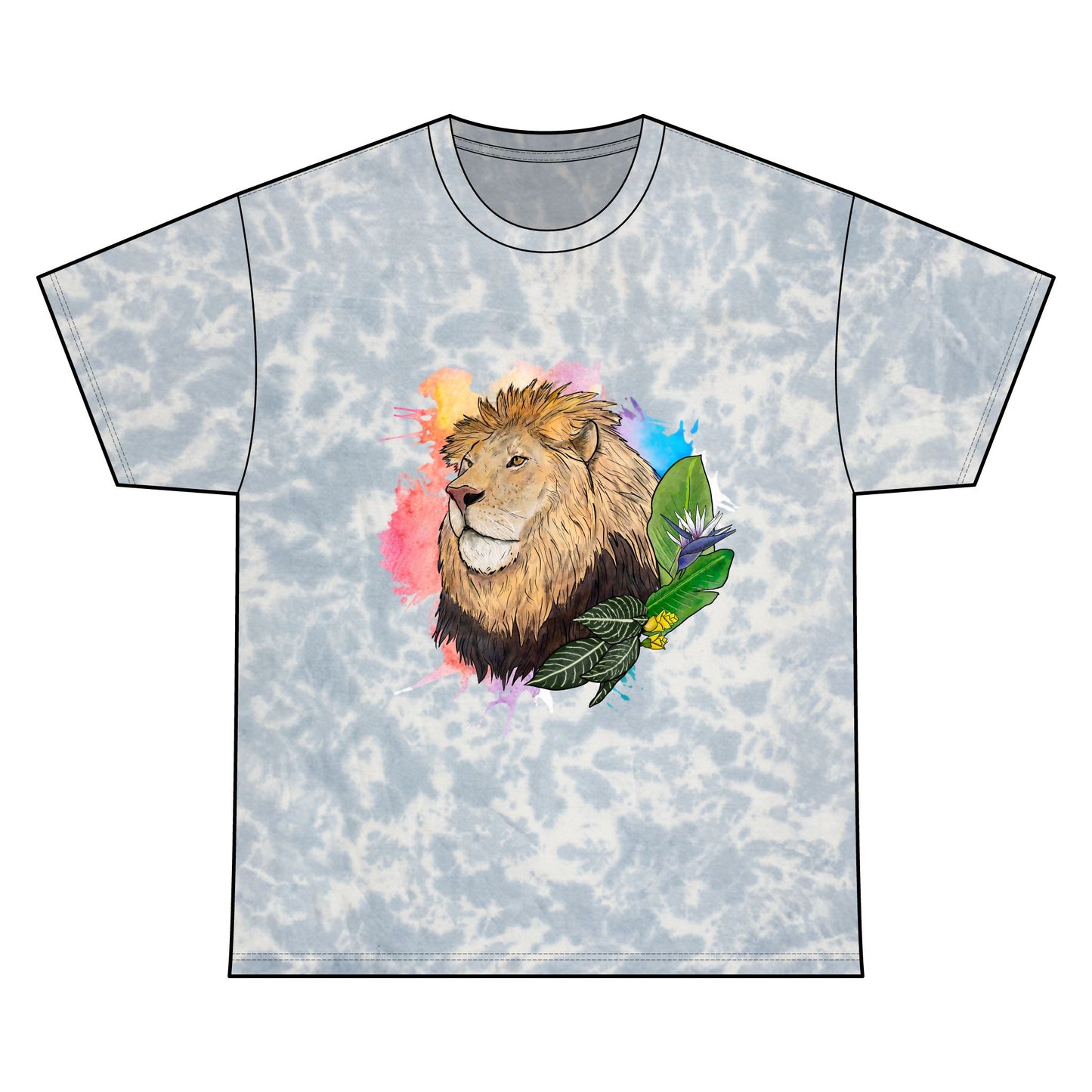 Lion floral Tie Dye Cotton Tee
