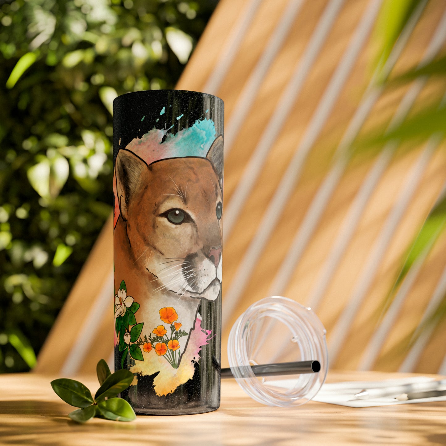 Mountain Lion Tumbler with Straw, 20oz