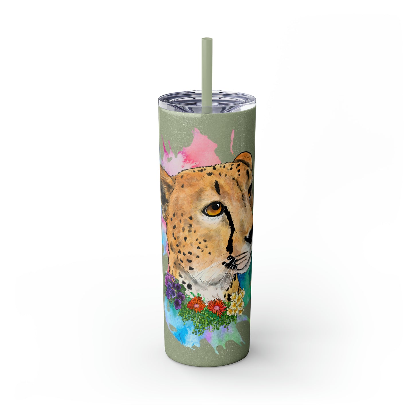 Cheetah Tumbler with Straw, 20oz