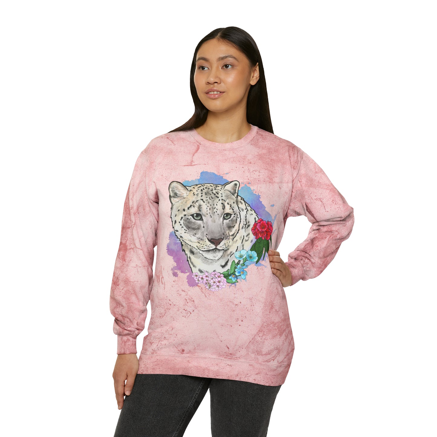 Snow Leopard Color Blast Crewneck Sweatshirt