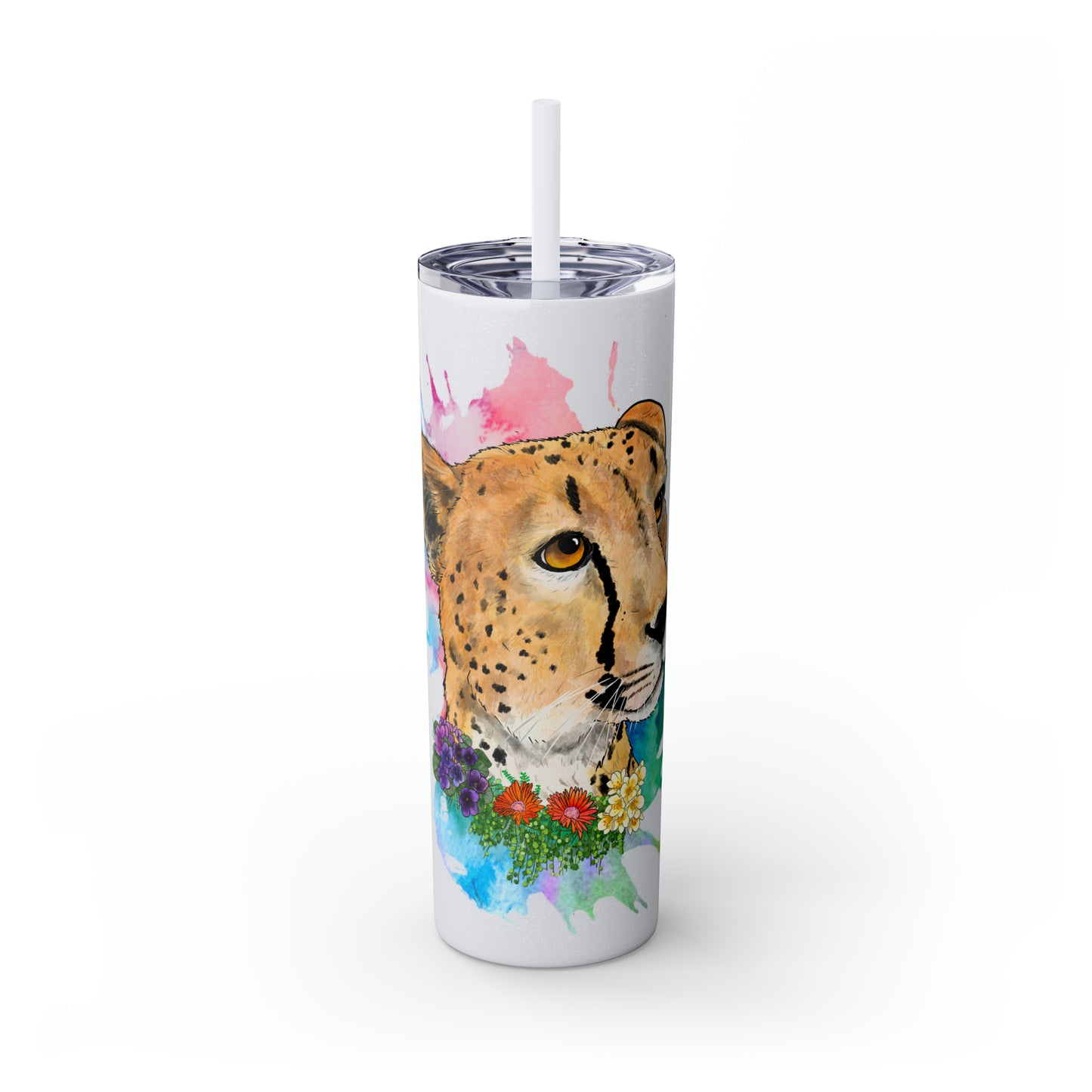Cheetah Tumbler with Straw, 20oz