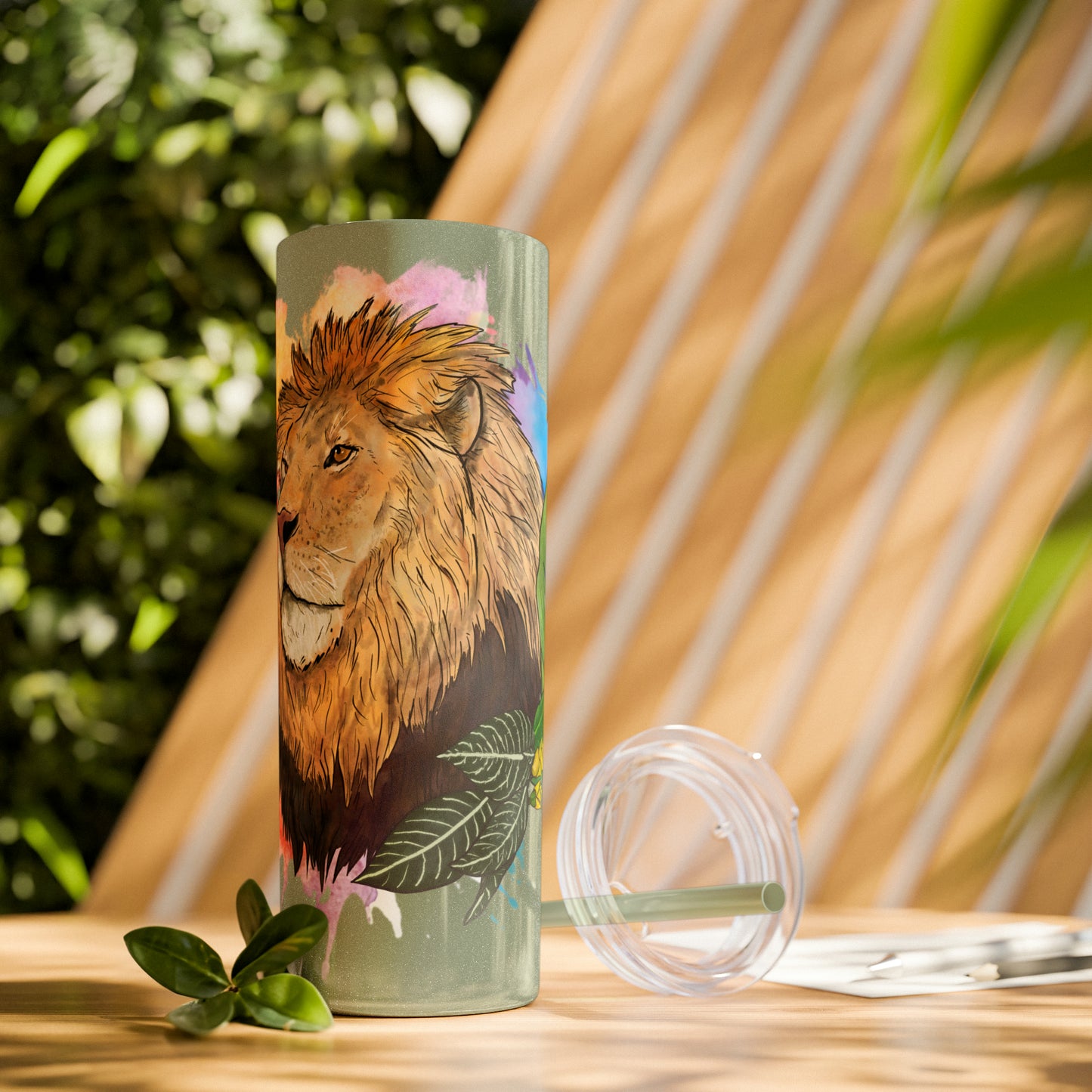 Lion Tumbler with Straw, 20oz