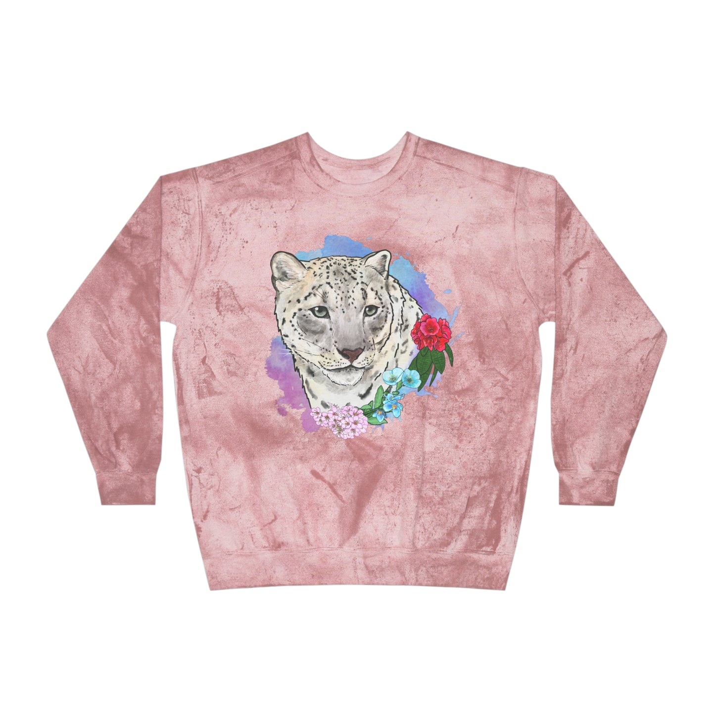 Snow Leopard Color Blast Crewneck Sweatshirt