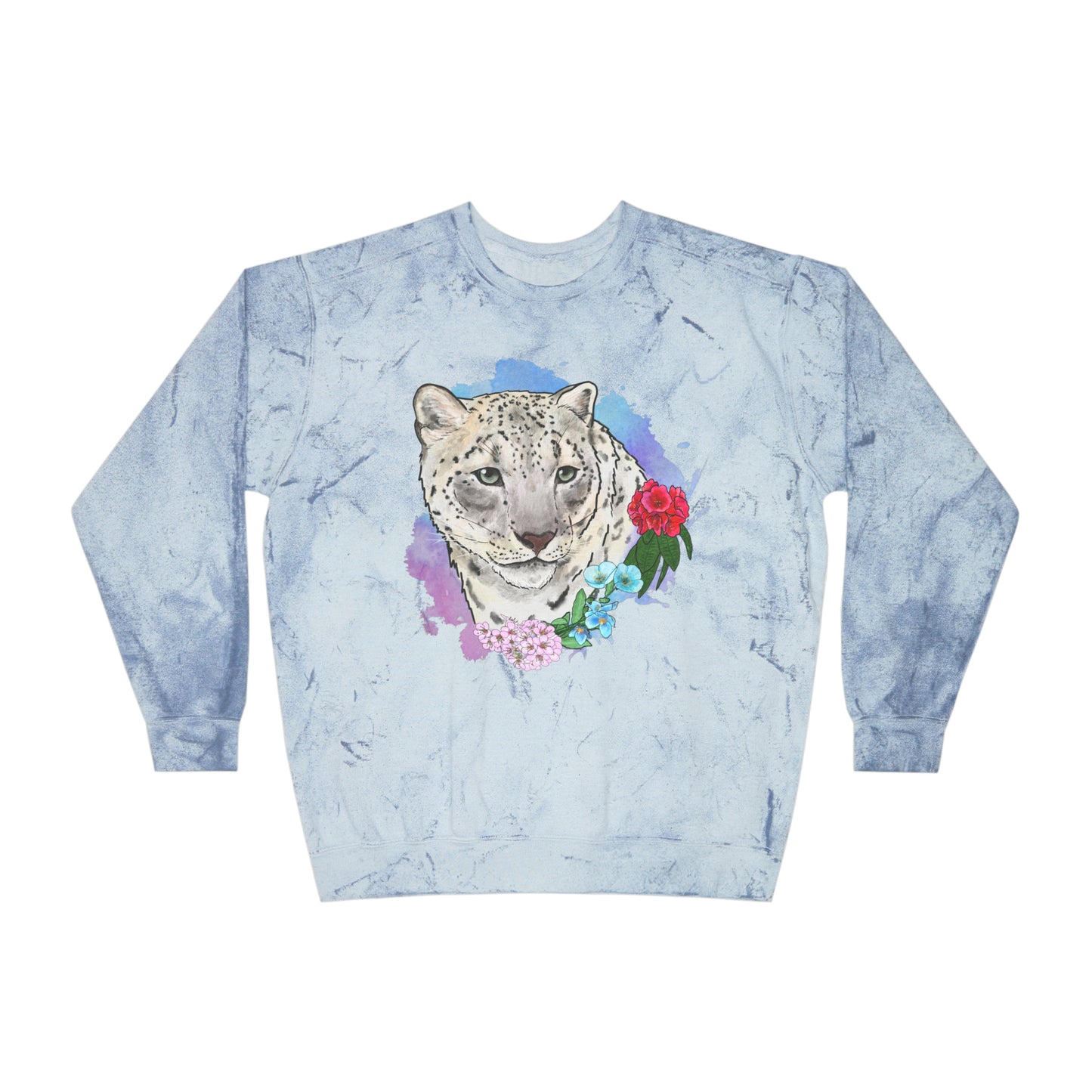 Snow Leopard Color Blast Crewneck Sweatshirt