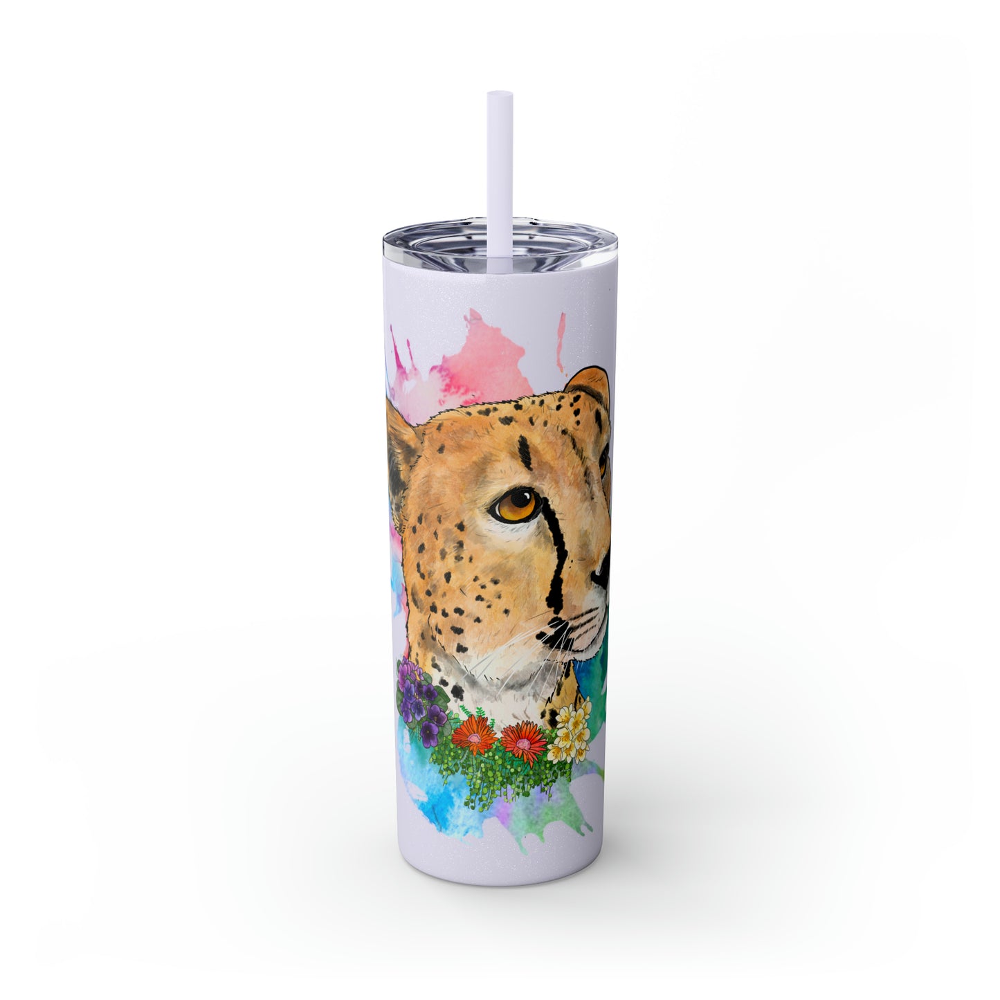 Cheetah Tumbler with Straw, 20oz