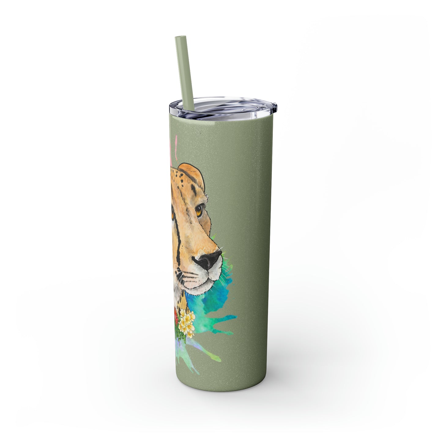 Cheetah Tumbler with Straw, 20oz