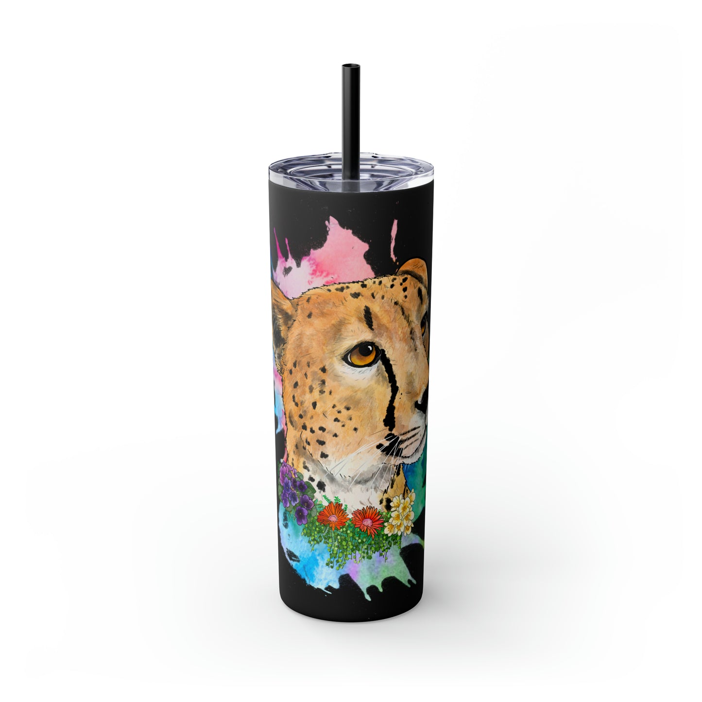 Cheetah Tumbler with Straw, 20oz