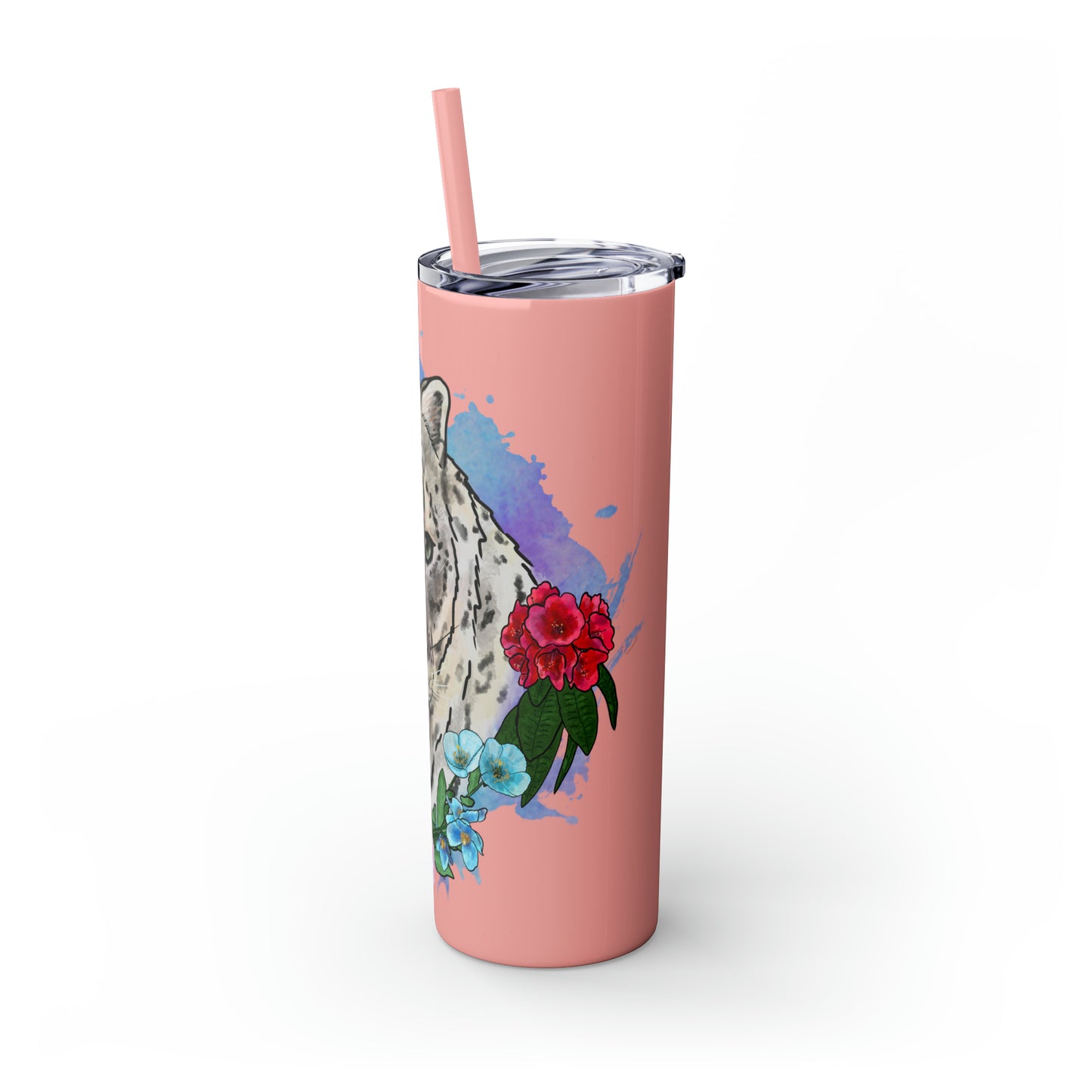 Snow Leopard Tumbler with Straw, 20oz