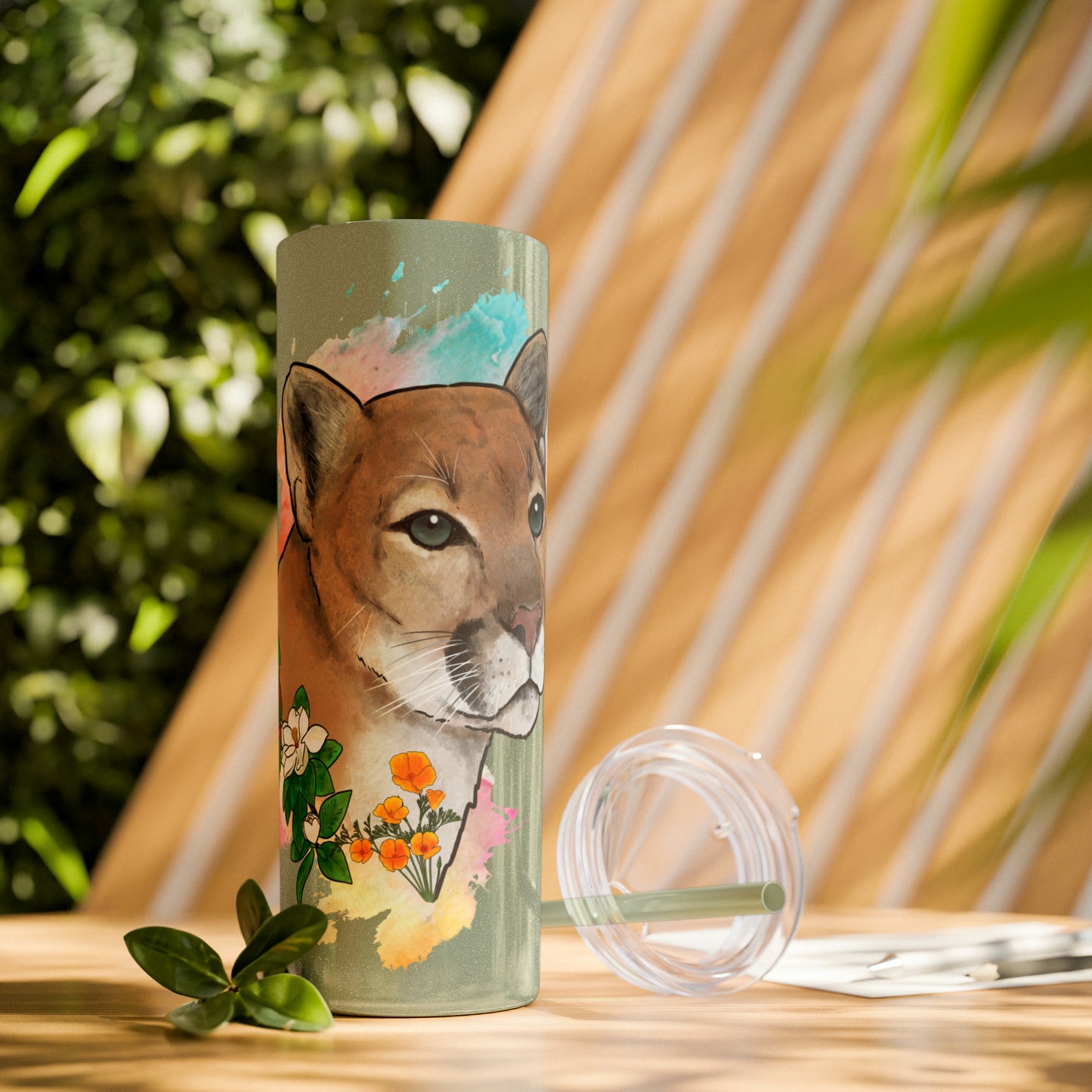 Mountain Lion Tumbler with Straw, 20oz