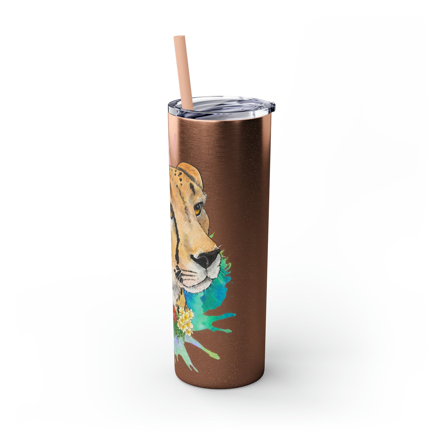 Cheetah Tumbler with Straw, 20oz