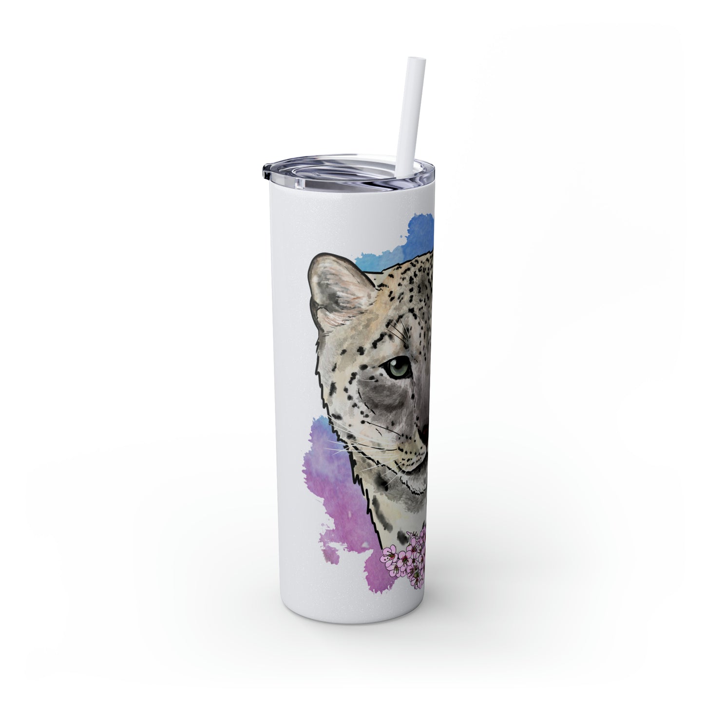 Snow Leopard Tumbler with Straw, 20oz