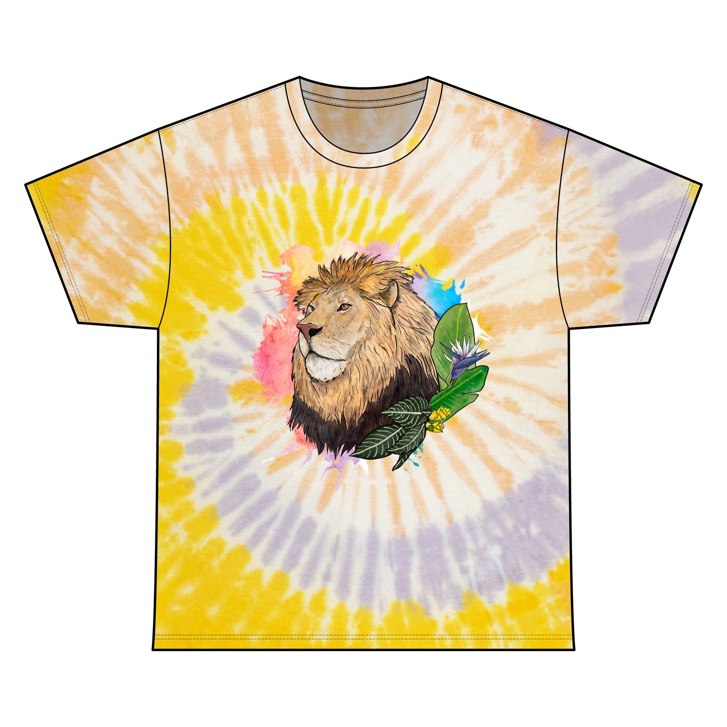 Lion floral Tie Dye Cotton Tee