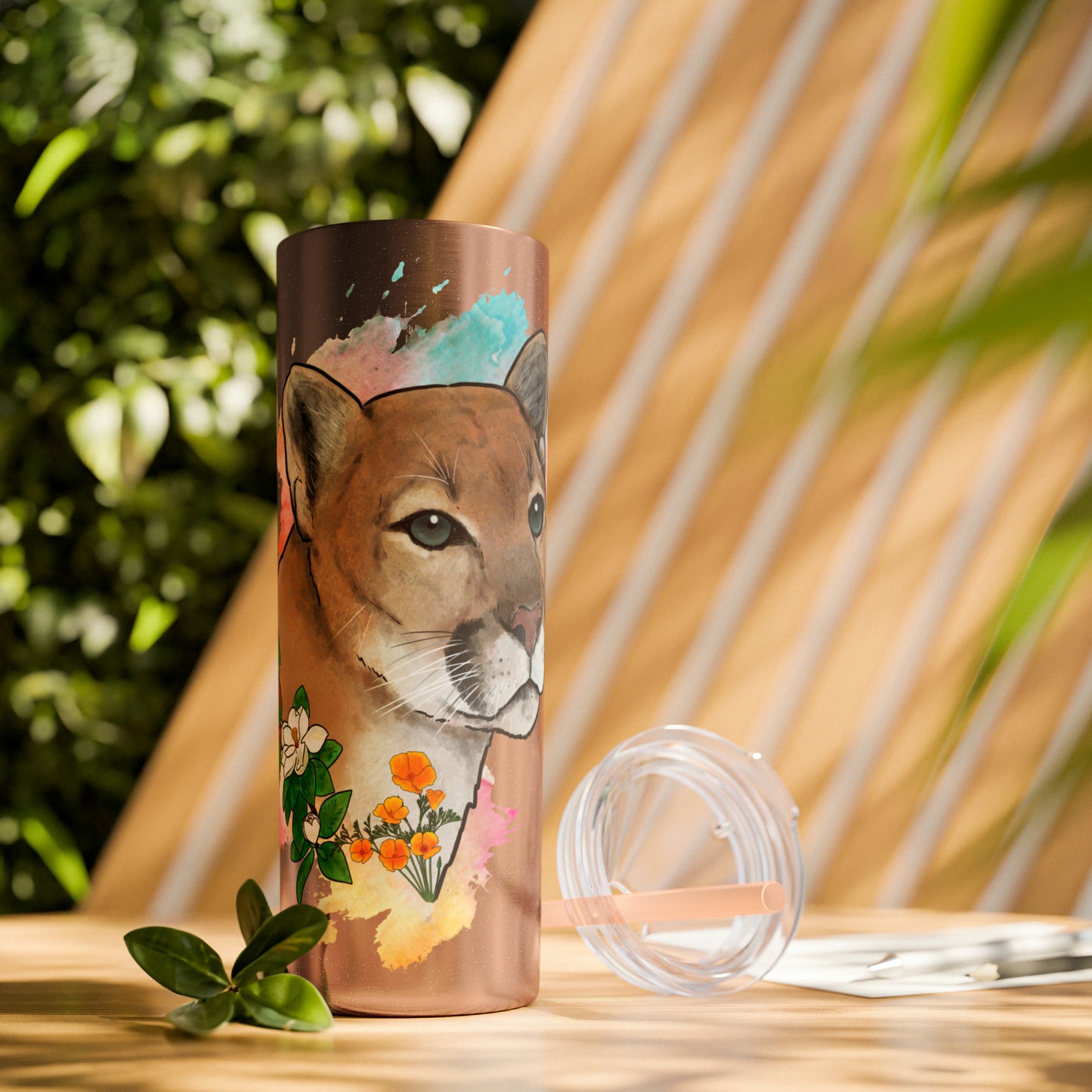 Mountain Lion Tumbler with Straw, 20oz