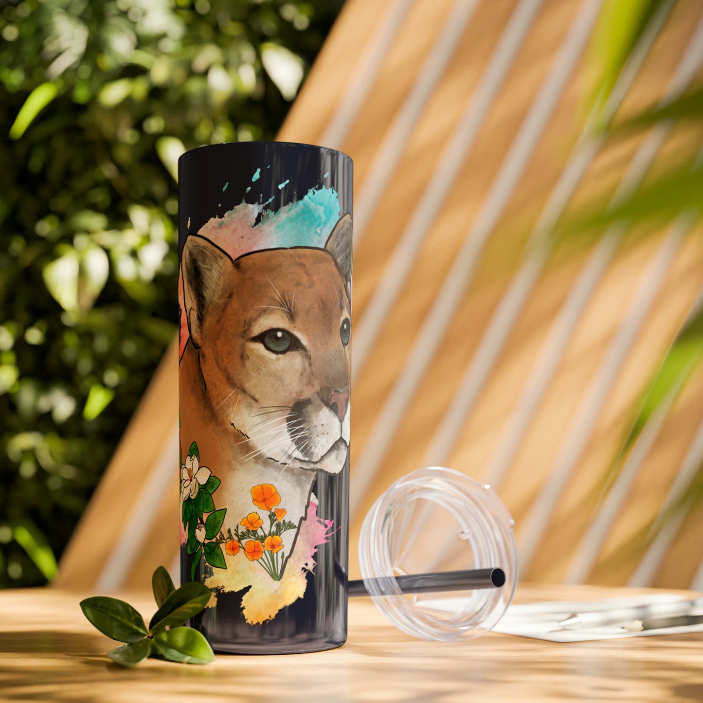 Mountain Lion Tumbler with Straw, 20oz