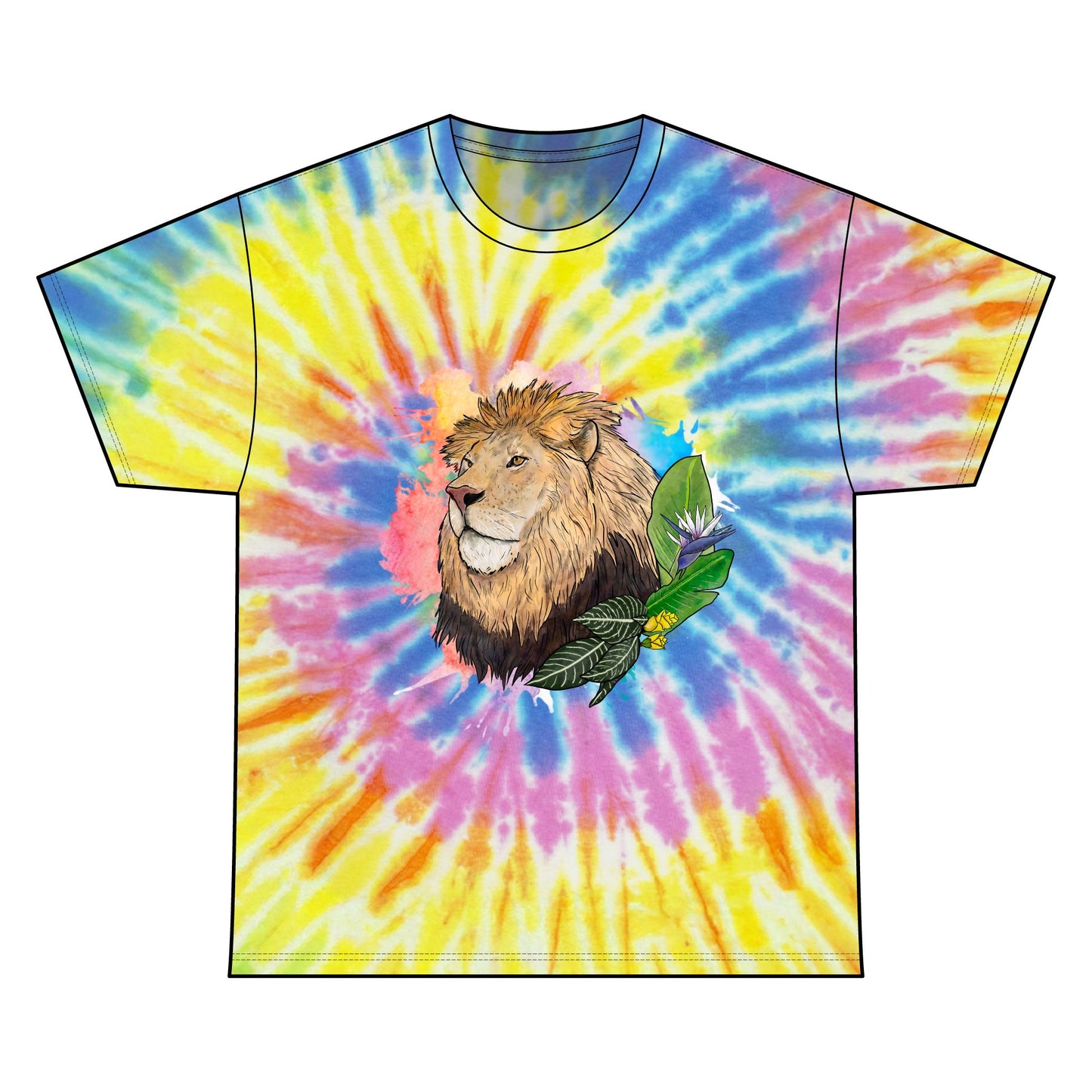 Lion floral Tie Dye Cotton Tee