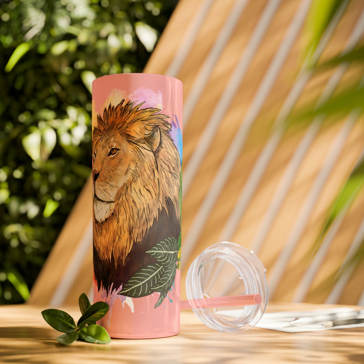 Lion Tumbler with Straw, 20oz
