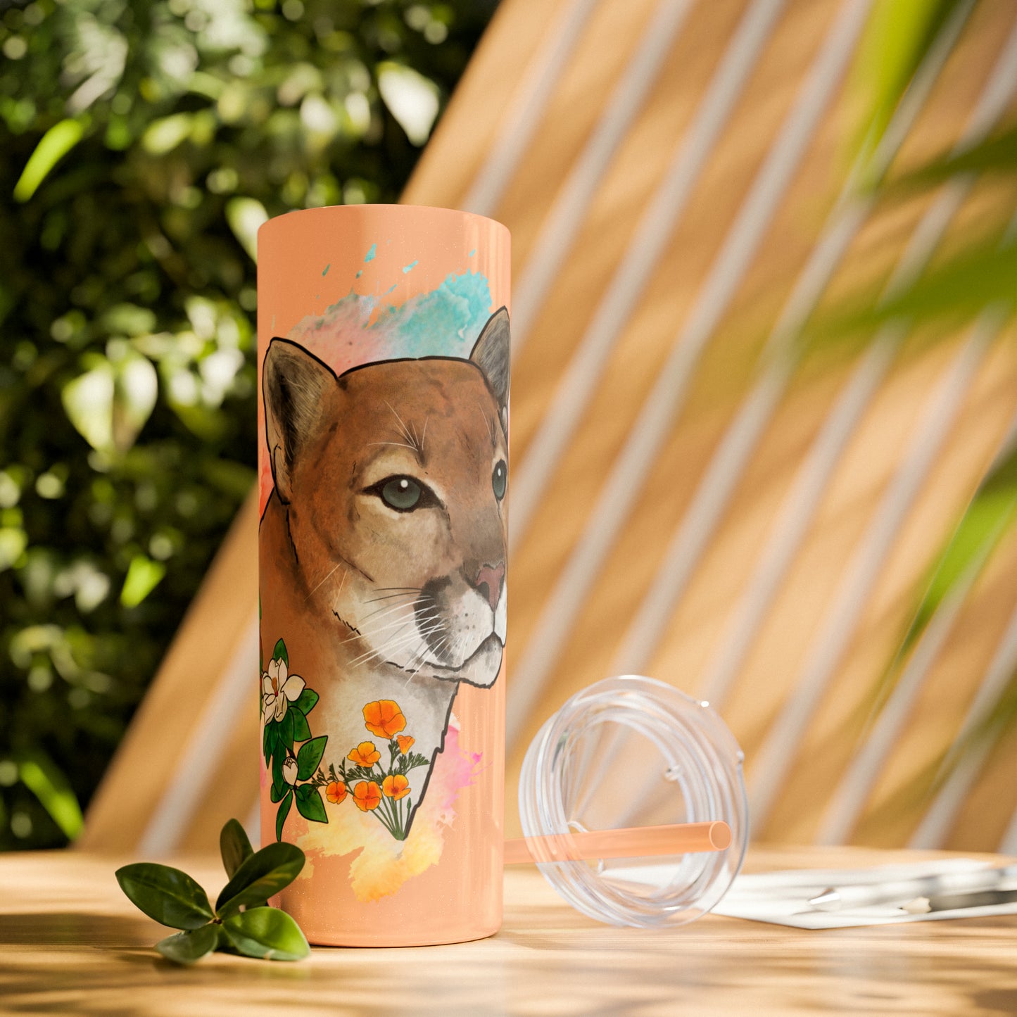 Mountain Lion Tumbler with Straw, 20oz
