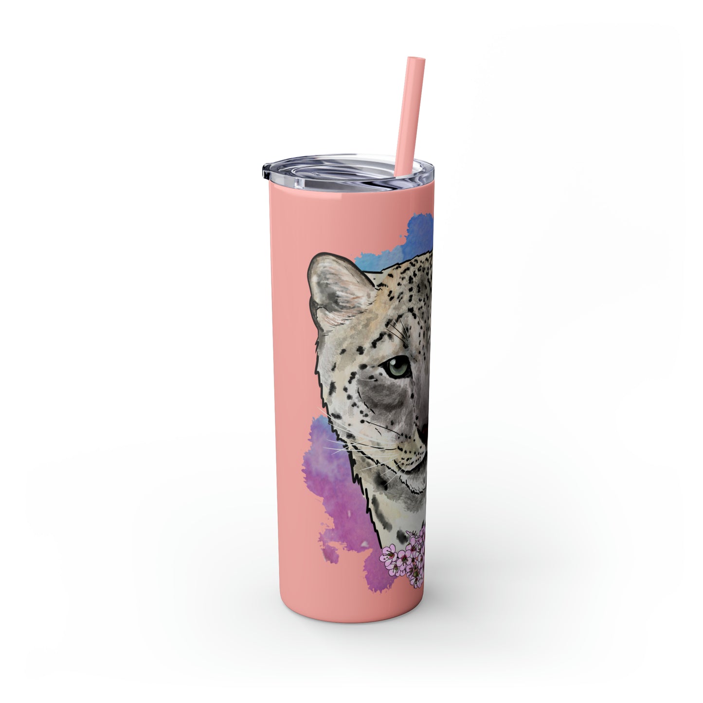 Snow Leopard Tumbler with Straw, 20oz