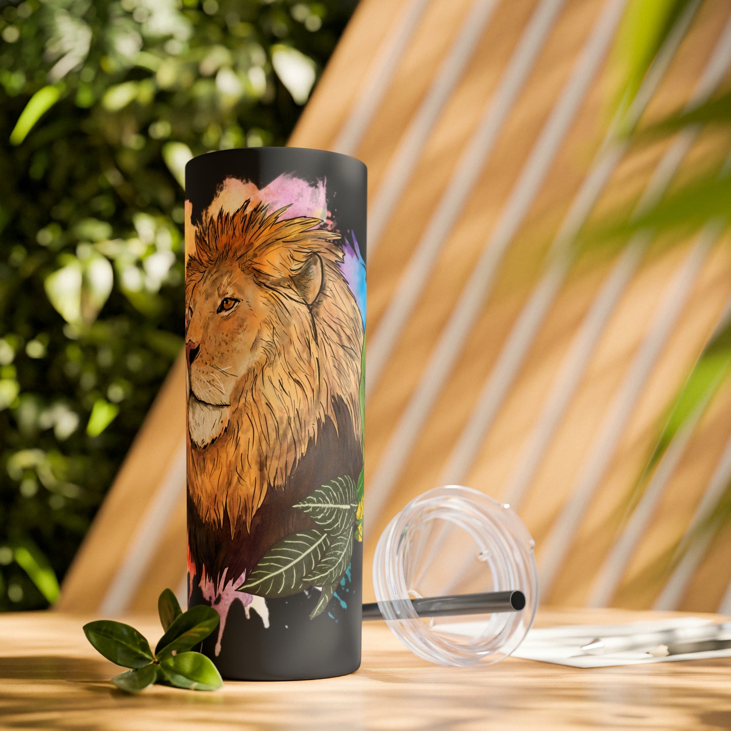 Lion Tumbler with Straw, 20oz