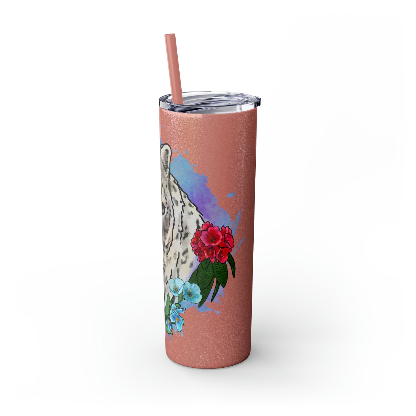 Snow Leopard Tumbler with Straw, 20oz