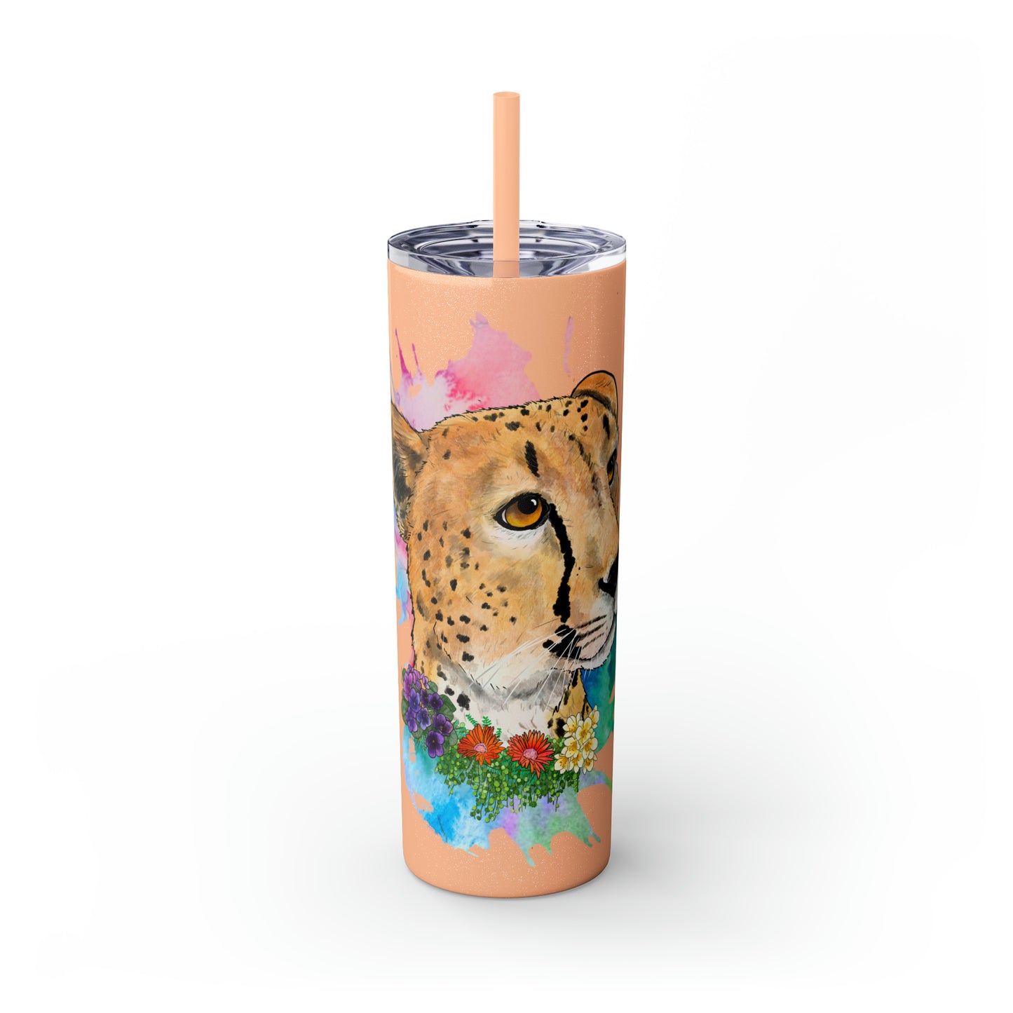 Cheetah Tumbler with Straw, 20oz