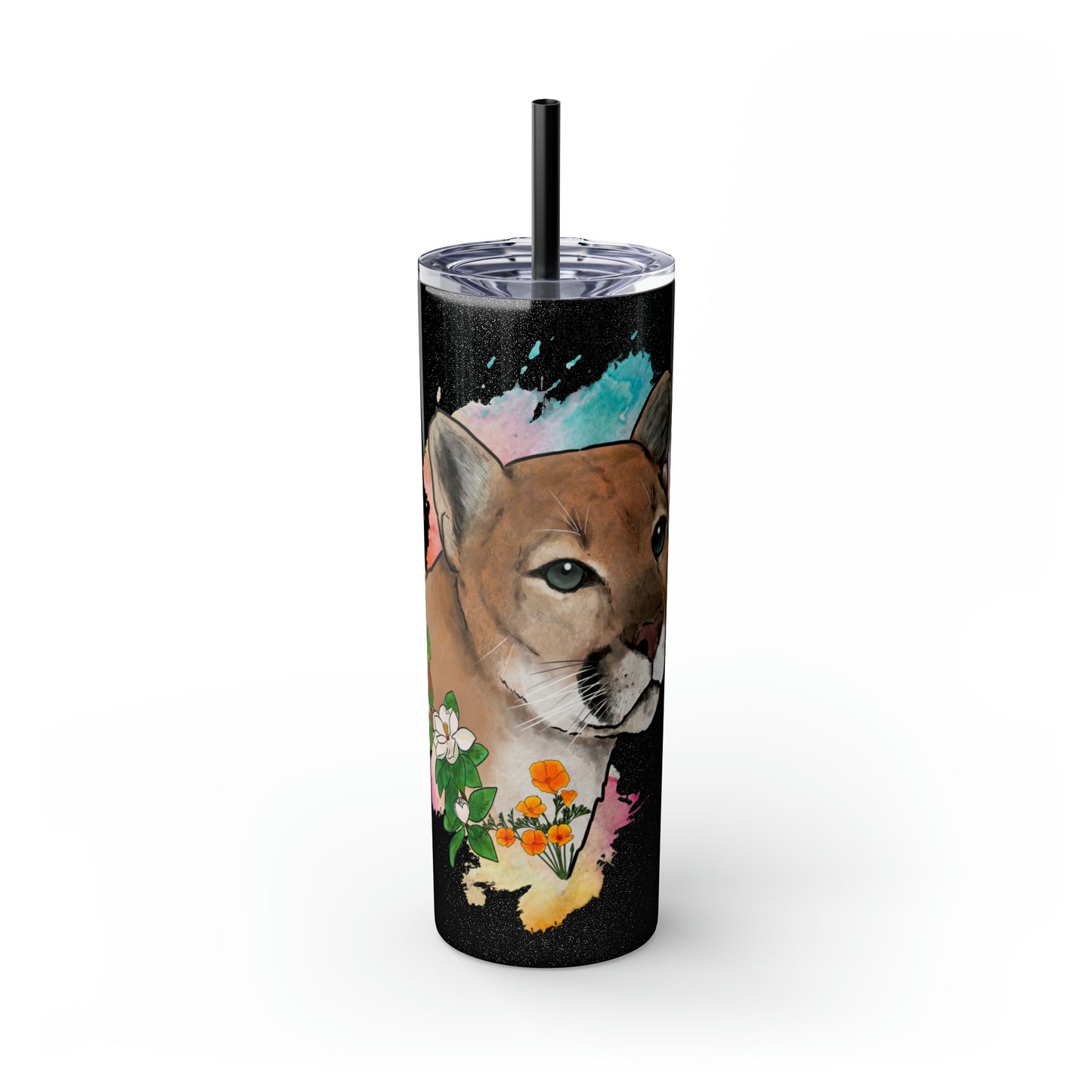 Mountain Lion Tumbler with Straw, 20oz