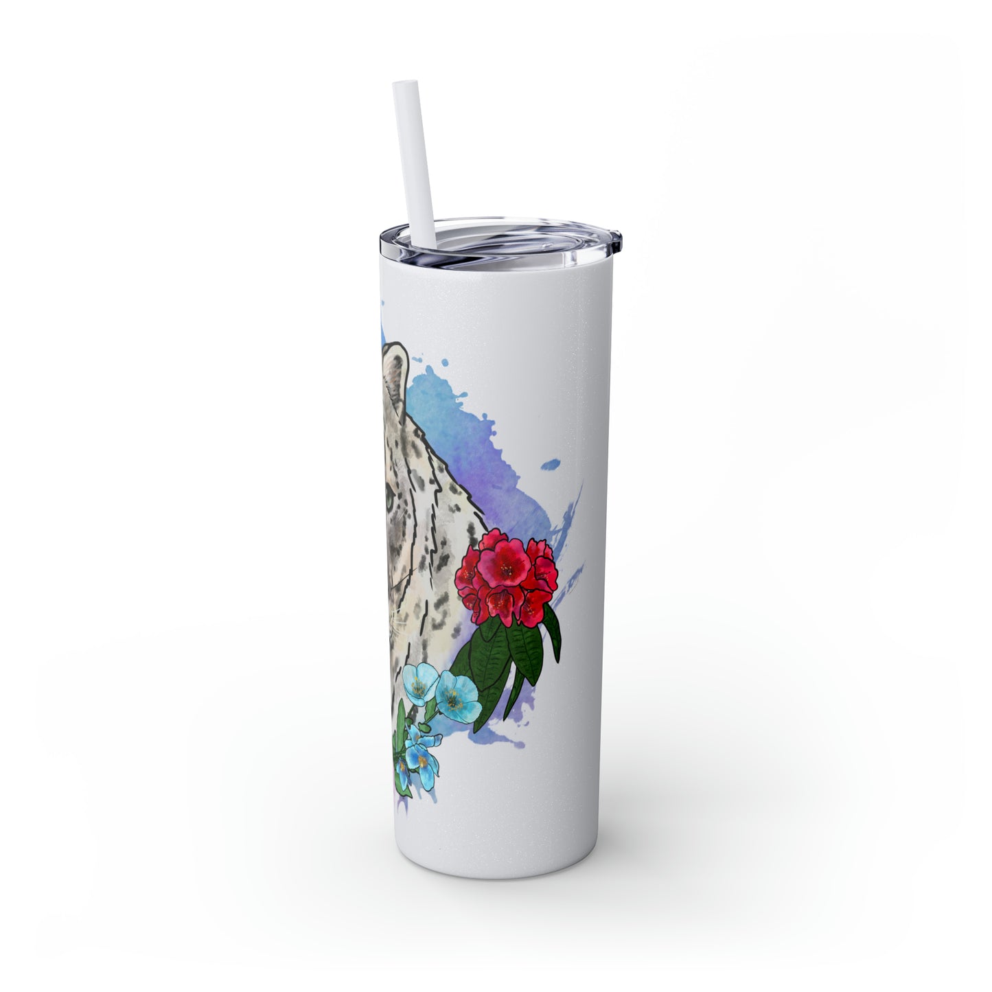Snow Leopard Tumbler with Straw, 20oz