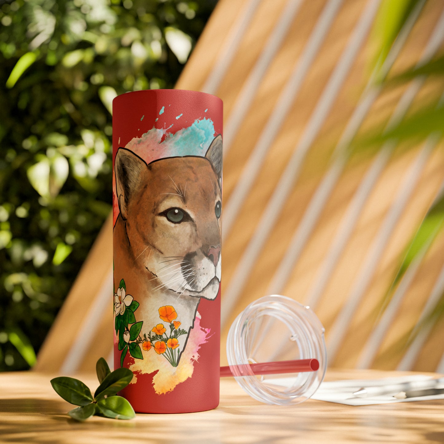 Mountain Lion Tumbler with Straw, 20oz