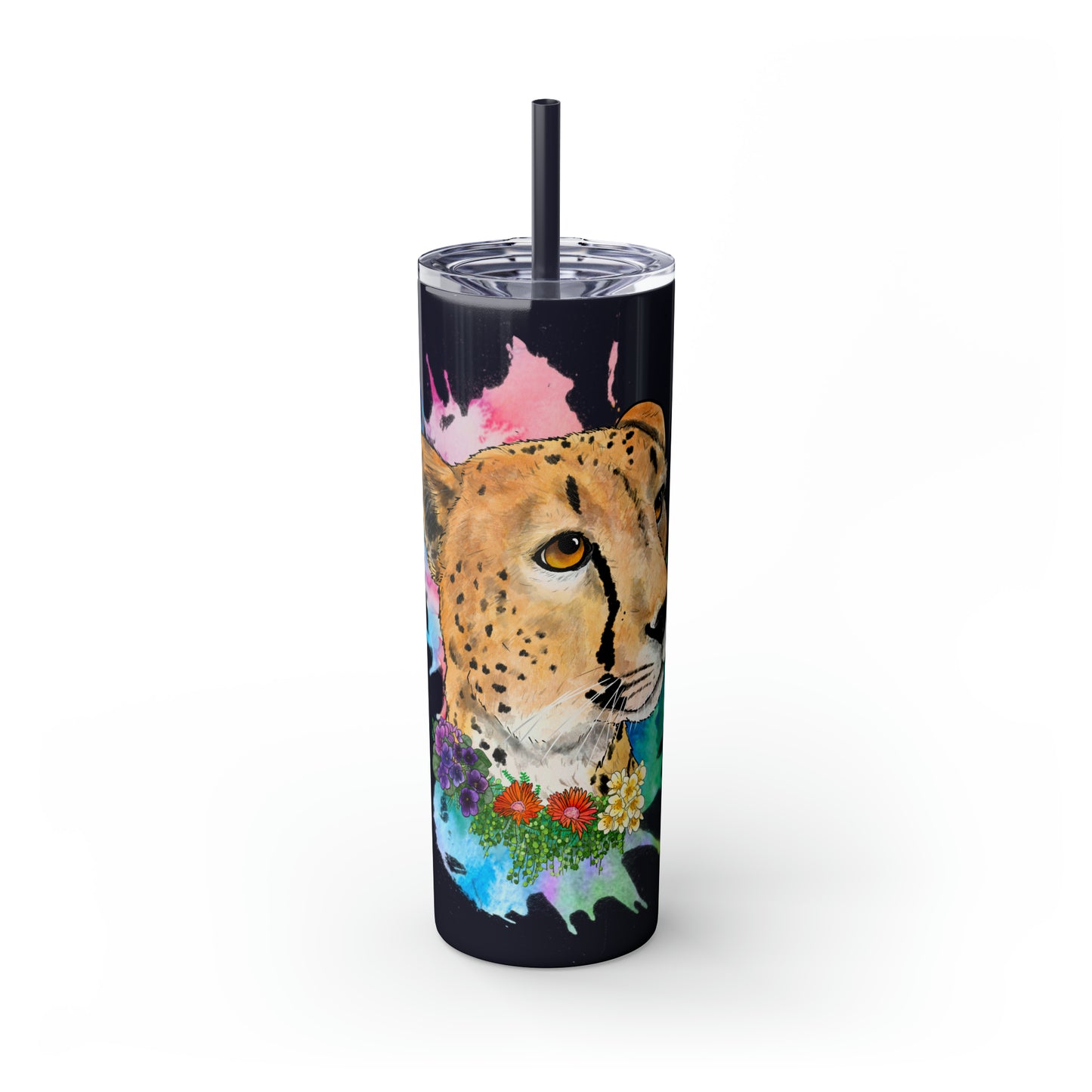 Cheetah Tumbler with Straw, 20oz
