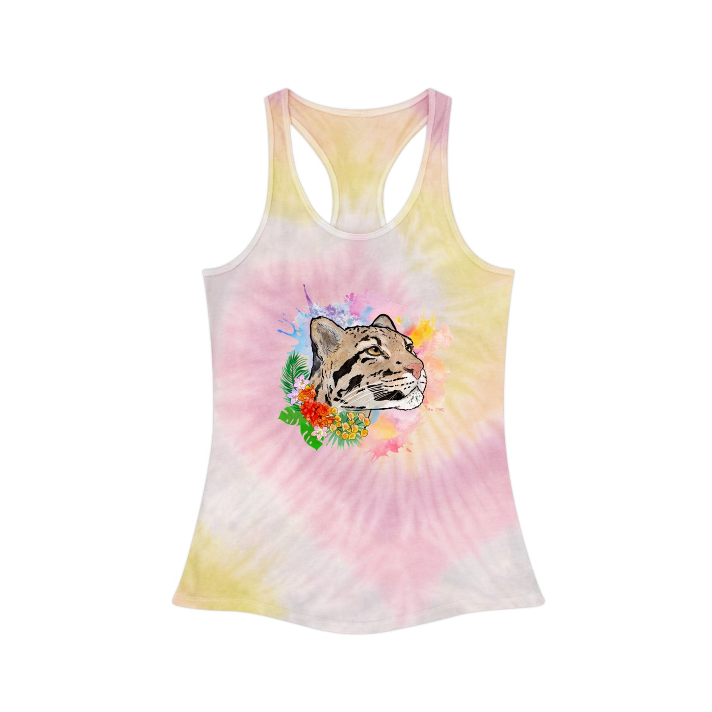 Clouded Leopard Tie Dye Racerback Tank Top