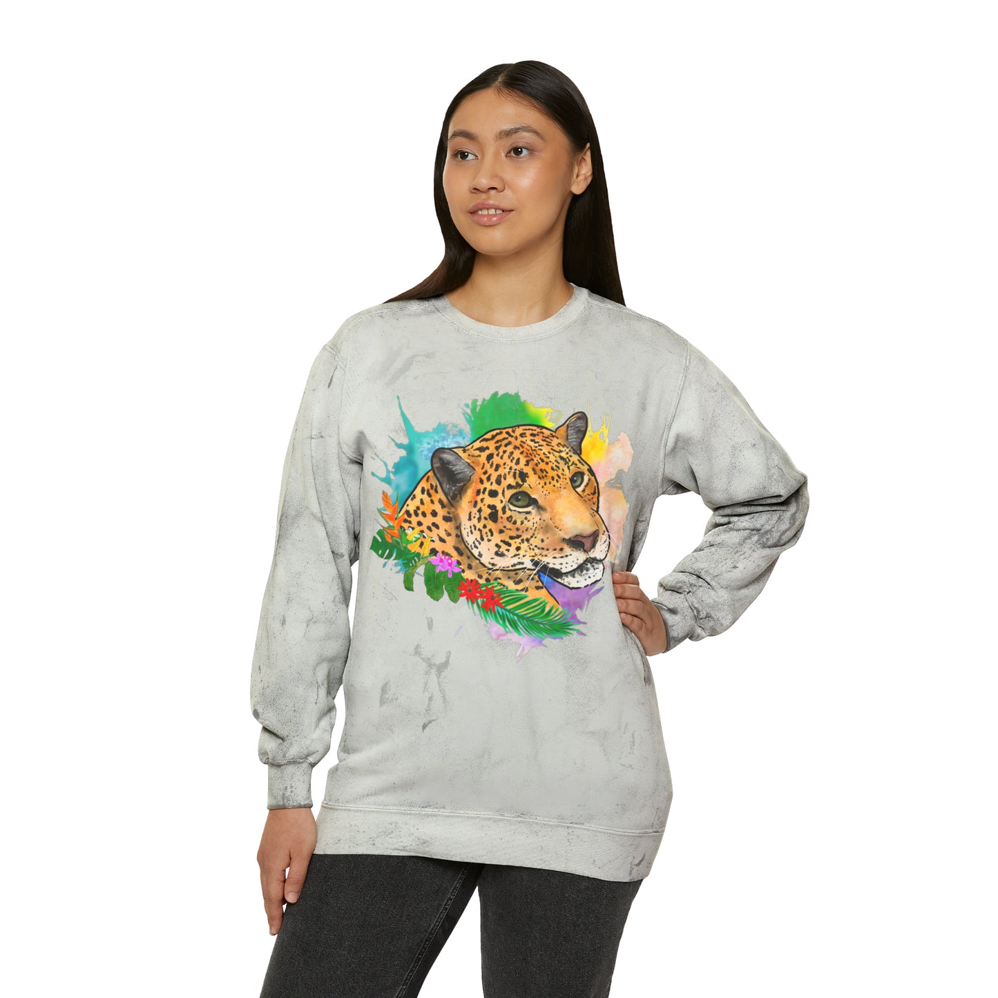 Jaguar Floral Comfort Colors Crewneck Sweatshirt